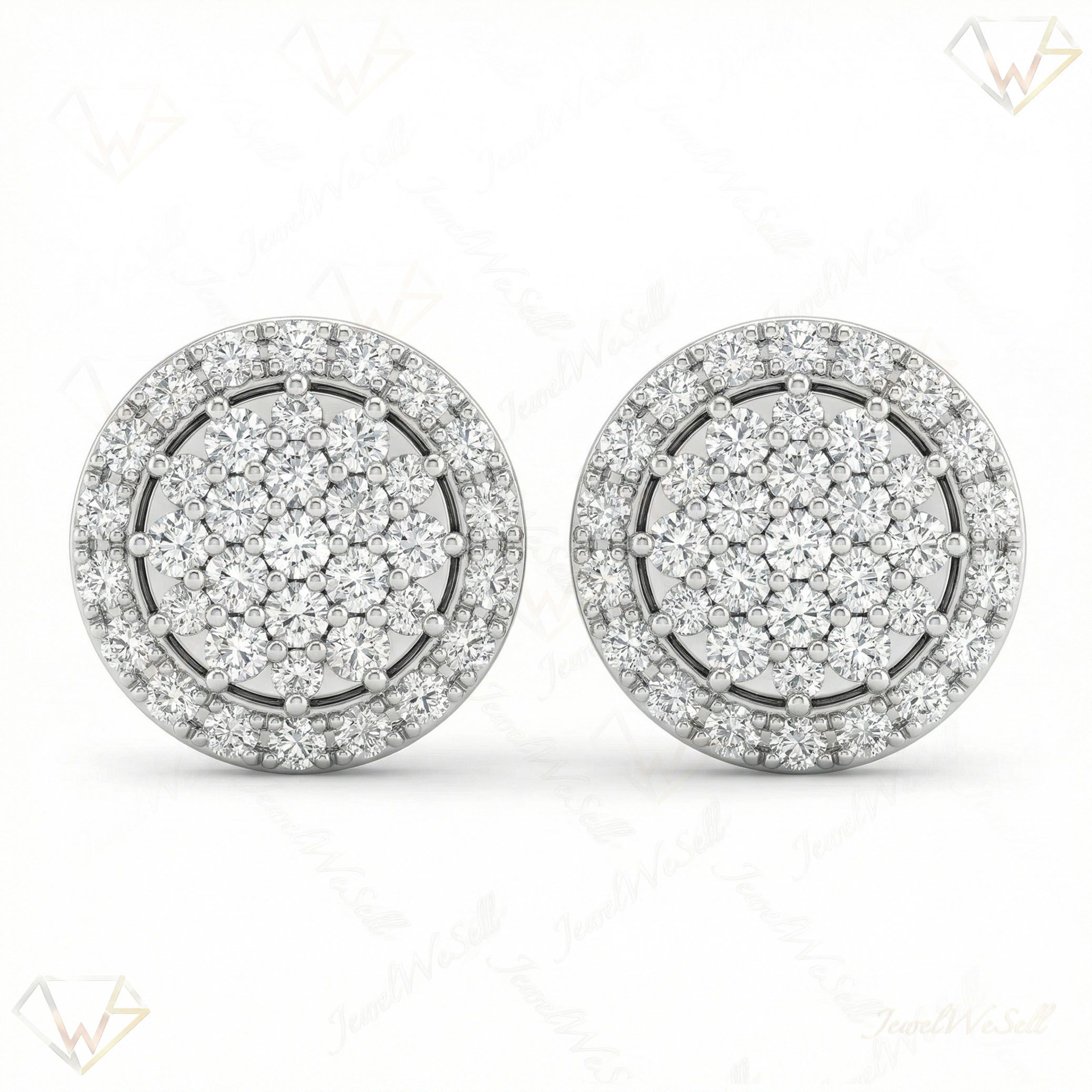 1.15 ct EF VS Lab Grown DIamond Micropave Earrings in 10k White Gold 300816