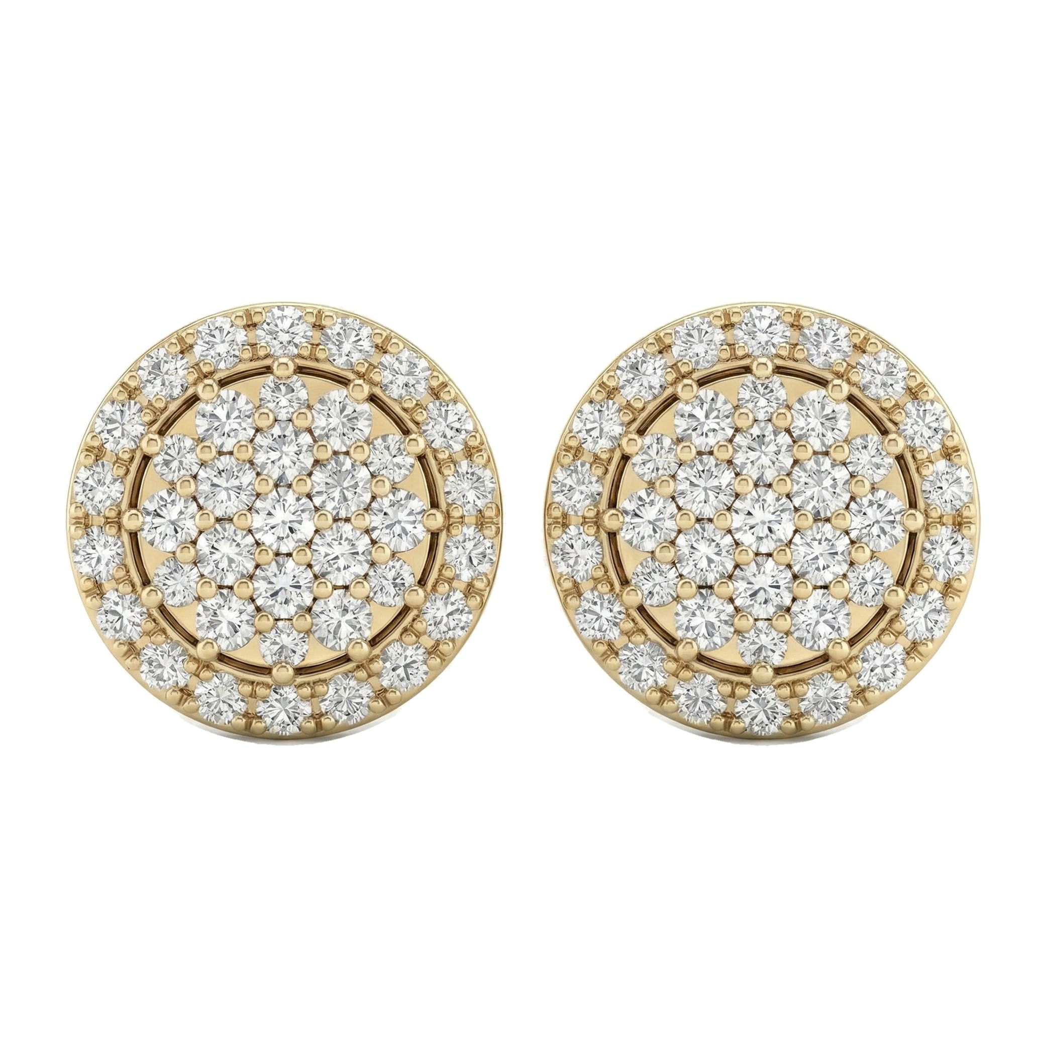 1.15 ct EF VS Lab Grown DIamond Micropave Earrings in 10k Yellow Gold 300816