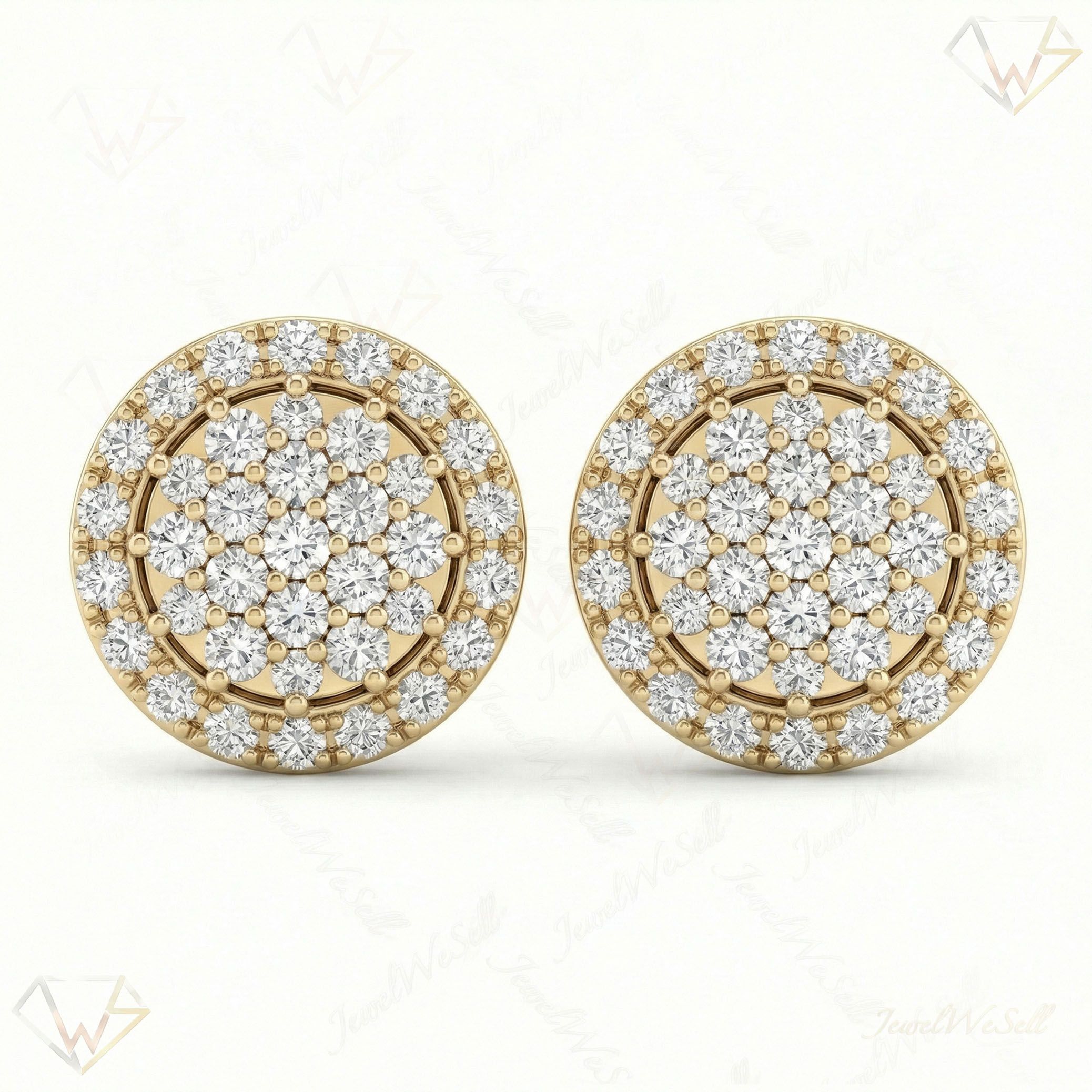 1.15 ct EF VS Lab Grown DIamond Micropave Earrings in 14k Yellow Gold 300816