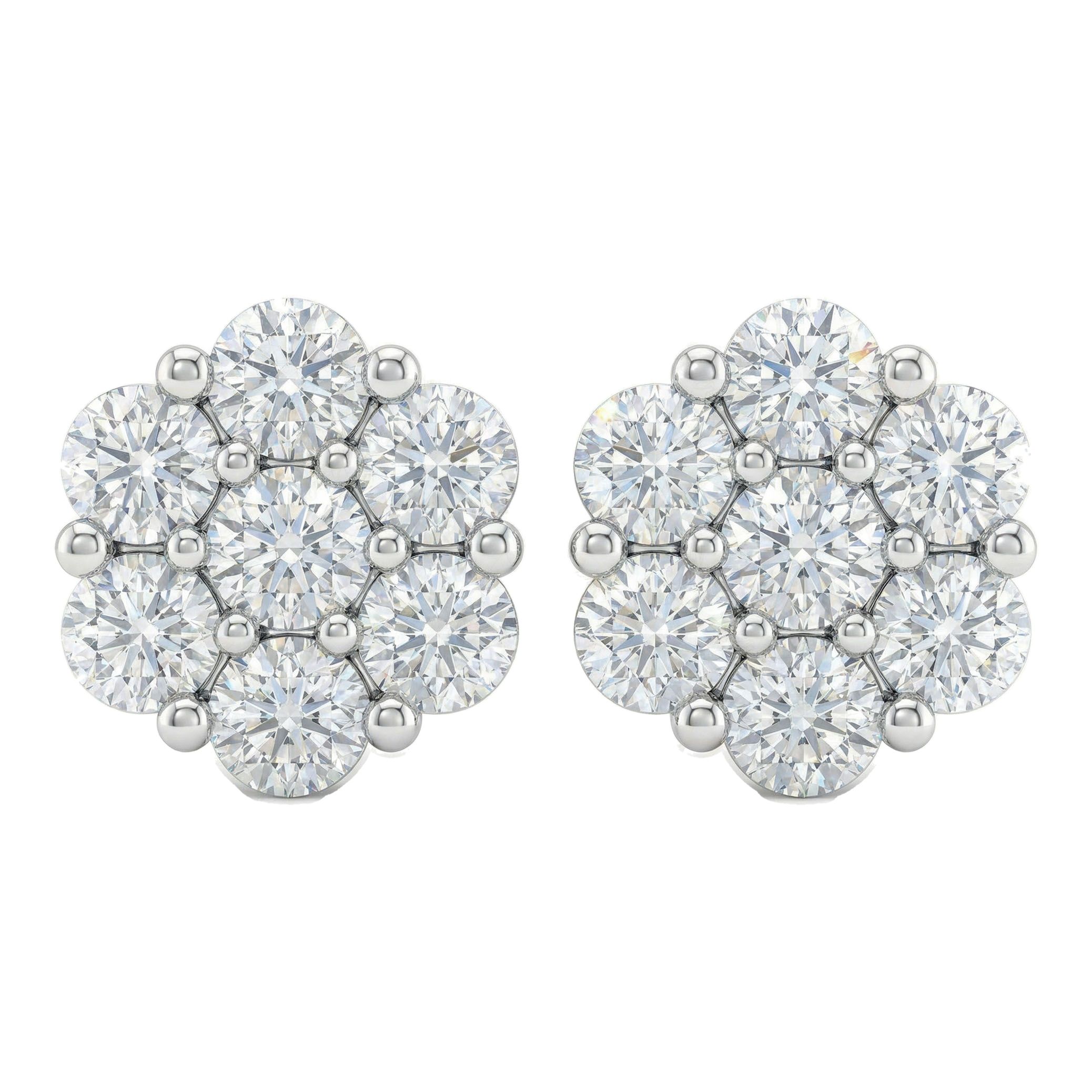 0.55 ct EF VS Lab Grown DIamond Cluster Earrings in 14k White Gold 300826