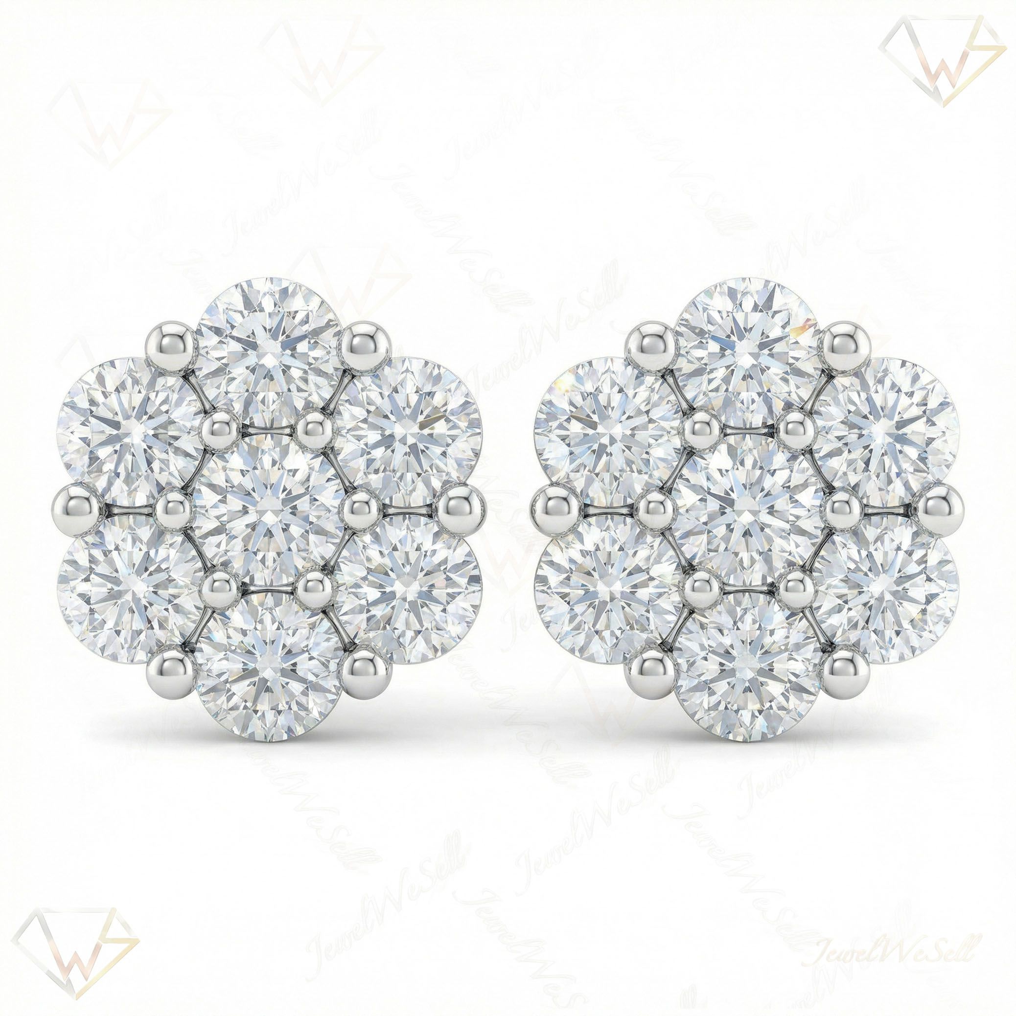 0.55 ct EF VS Lab Grown DIamond Cluster Earrings in 10k White Gold 300826