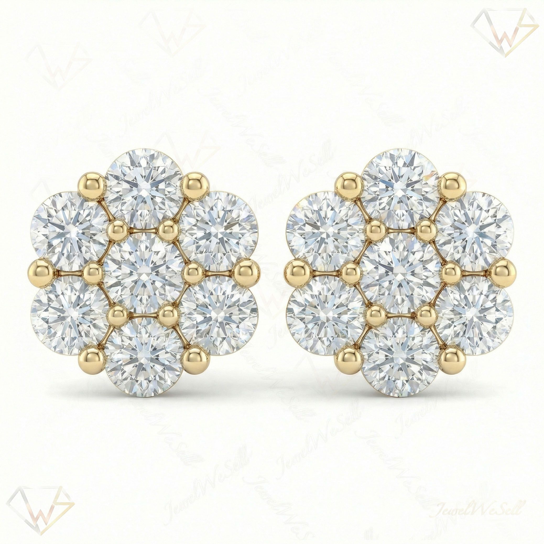 0.55 ct EF VS Lab Grown DIamond Cluster Earrings in 10k Yellow Gold 300826