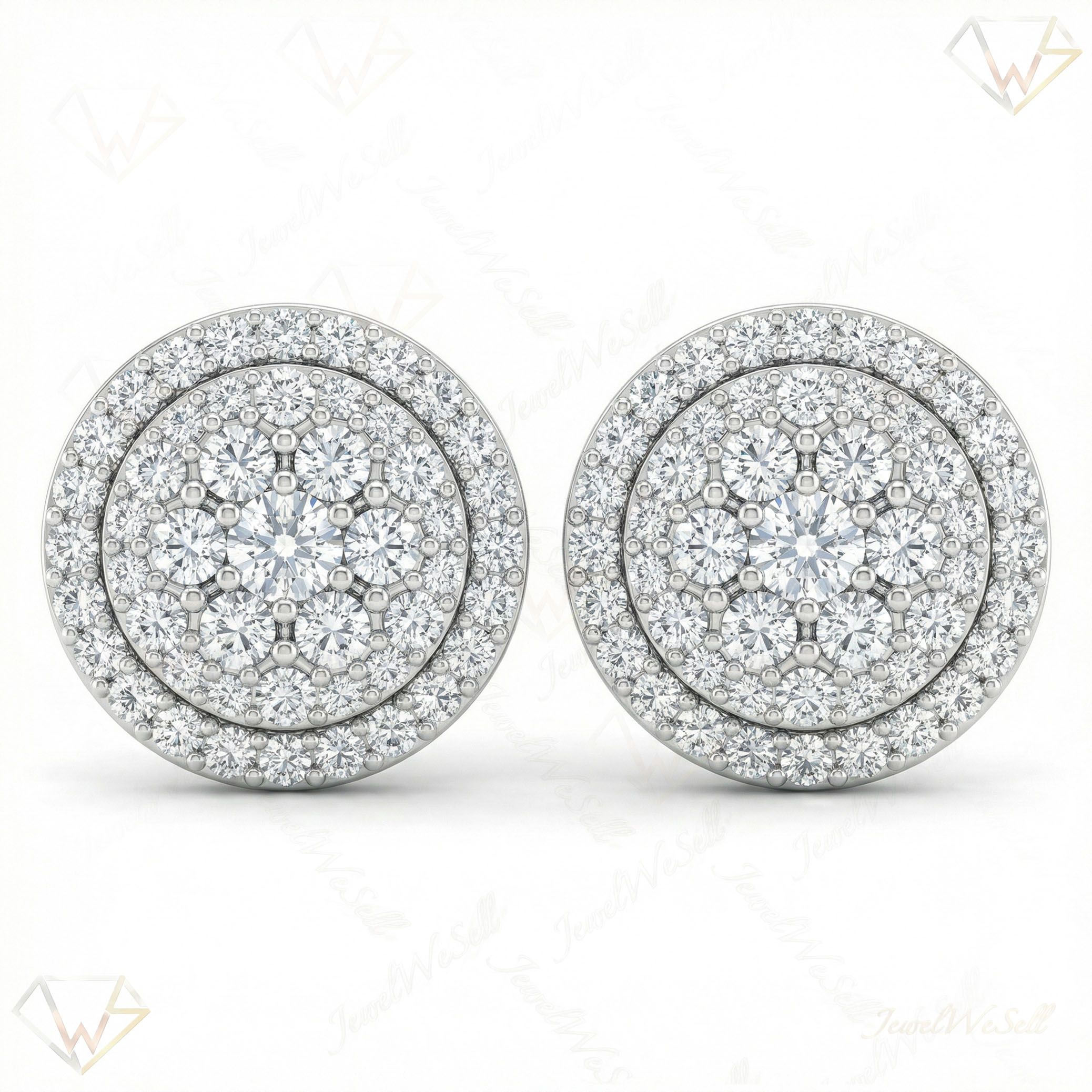 0.65 ct EF VS Moissanite Micropave Earrings in 925 Sterling Silver 300843