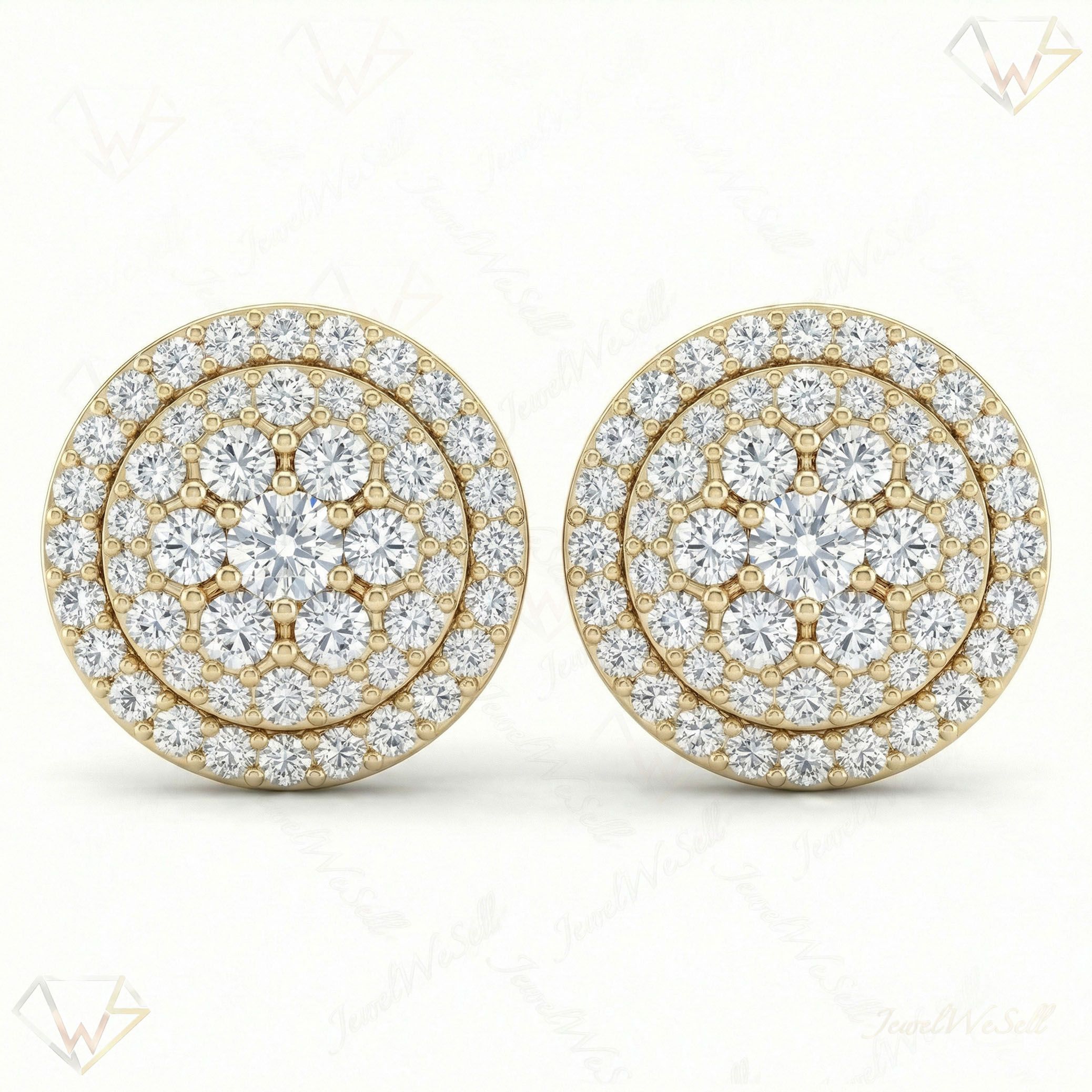 0.65 ct EF VS Lab Grown DIamond Micropave Earrings in 10k Yellow Gold 300843