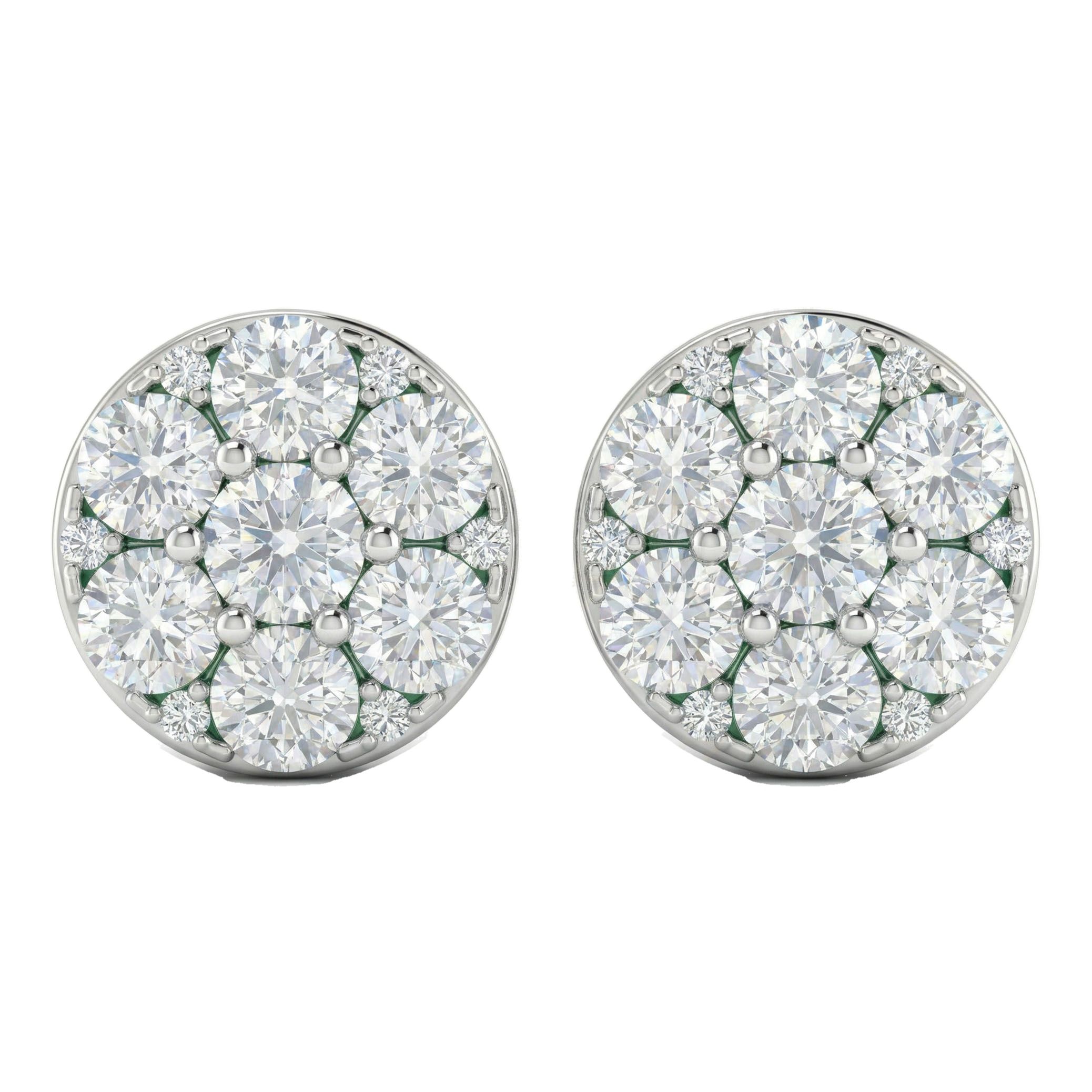 4.30 ct EF VS Lab Grown DIamond Cluster Earrings in 10k White Gold 300844