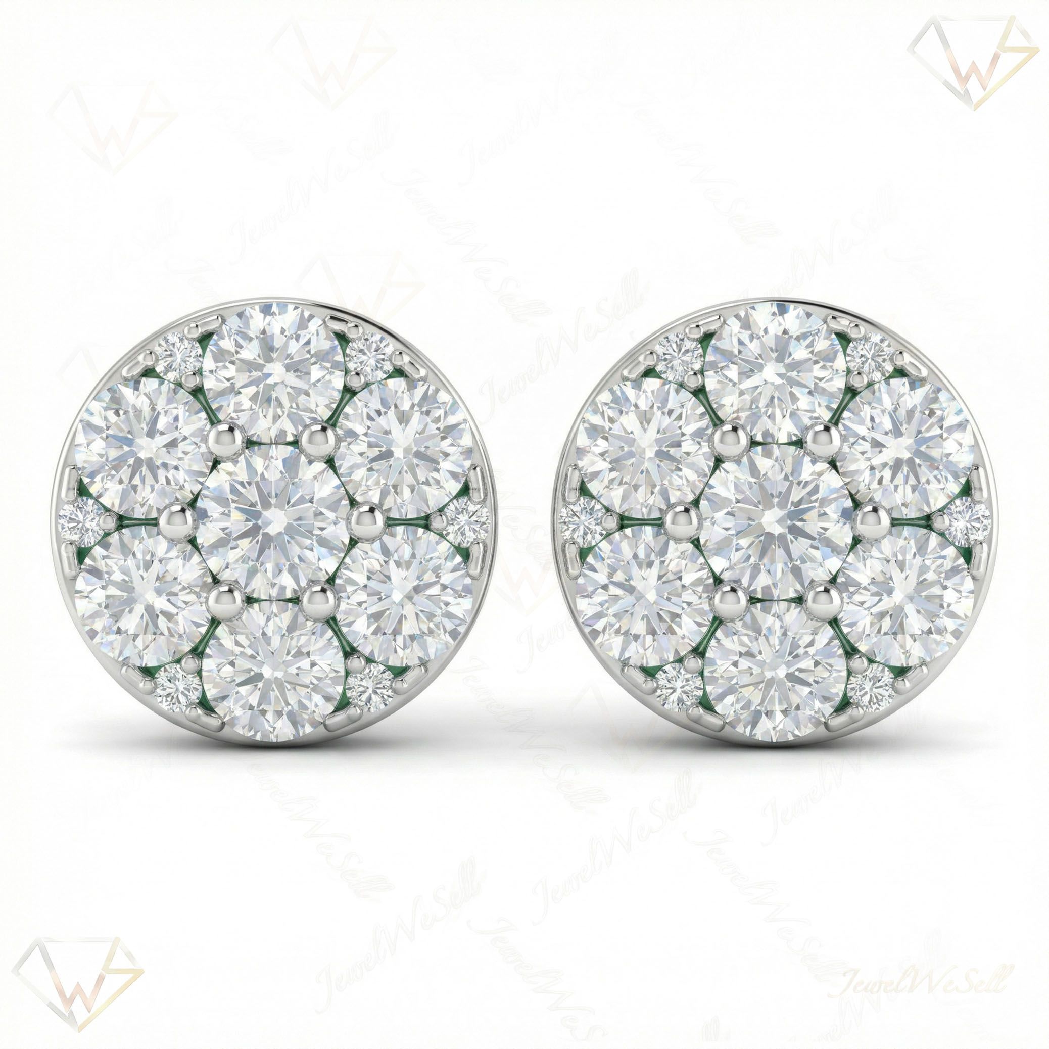 4.30 ct EF VS Moissanite Cluster Earrings in 925 Sterling Silver 300844
