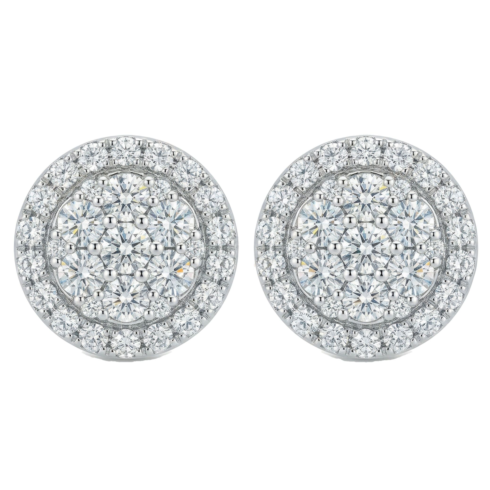 1.85 ct EF VS Moissanite Cluster Earrings in 925 Sterling Silver 300847