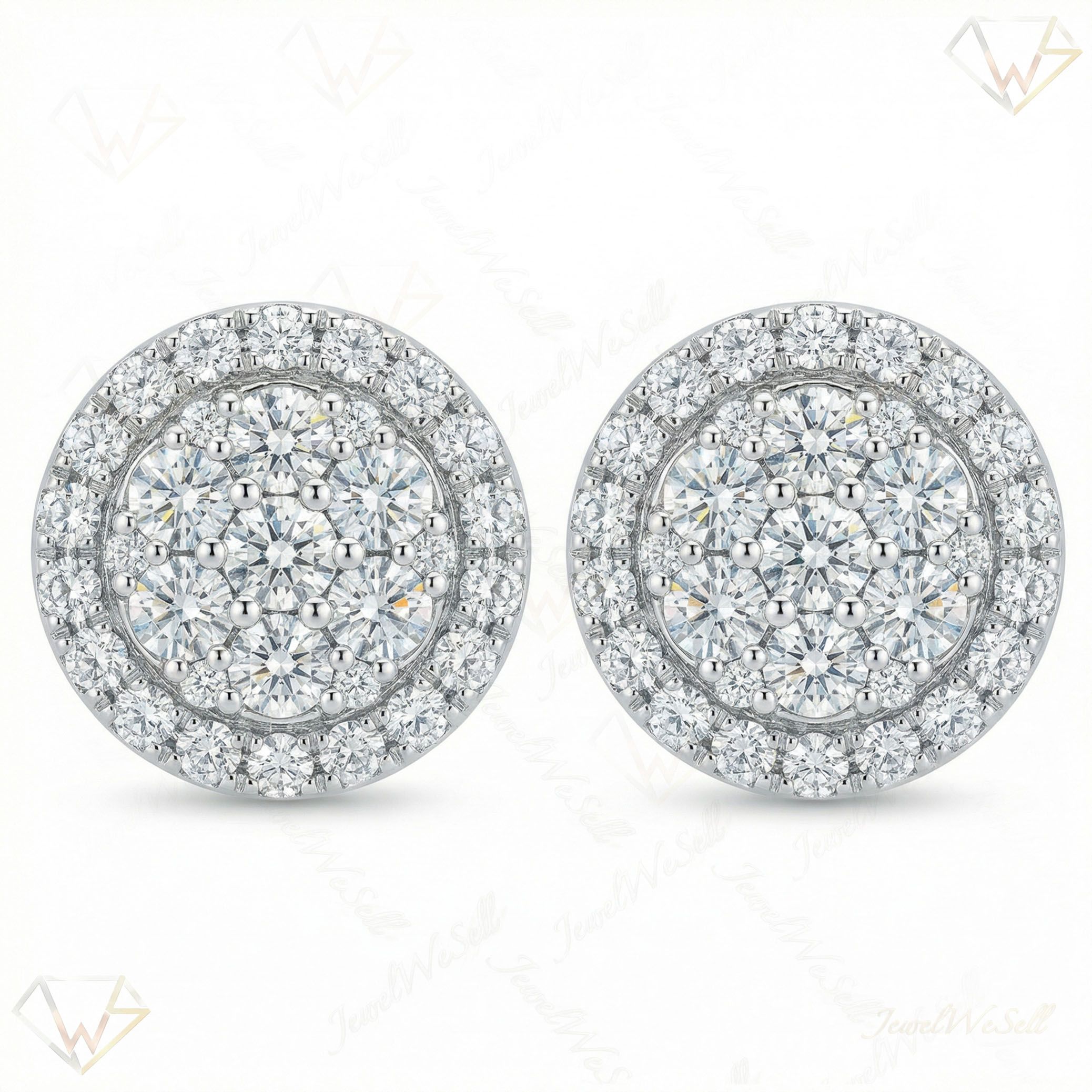 1.85 ct EF VS Lab Grown DIamond Cluster Earrings in 14k White Gold 300847