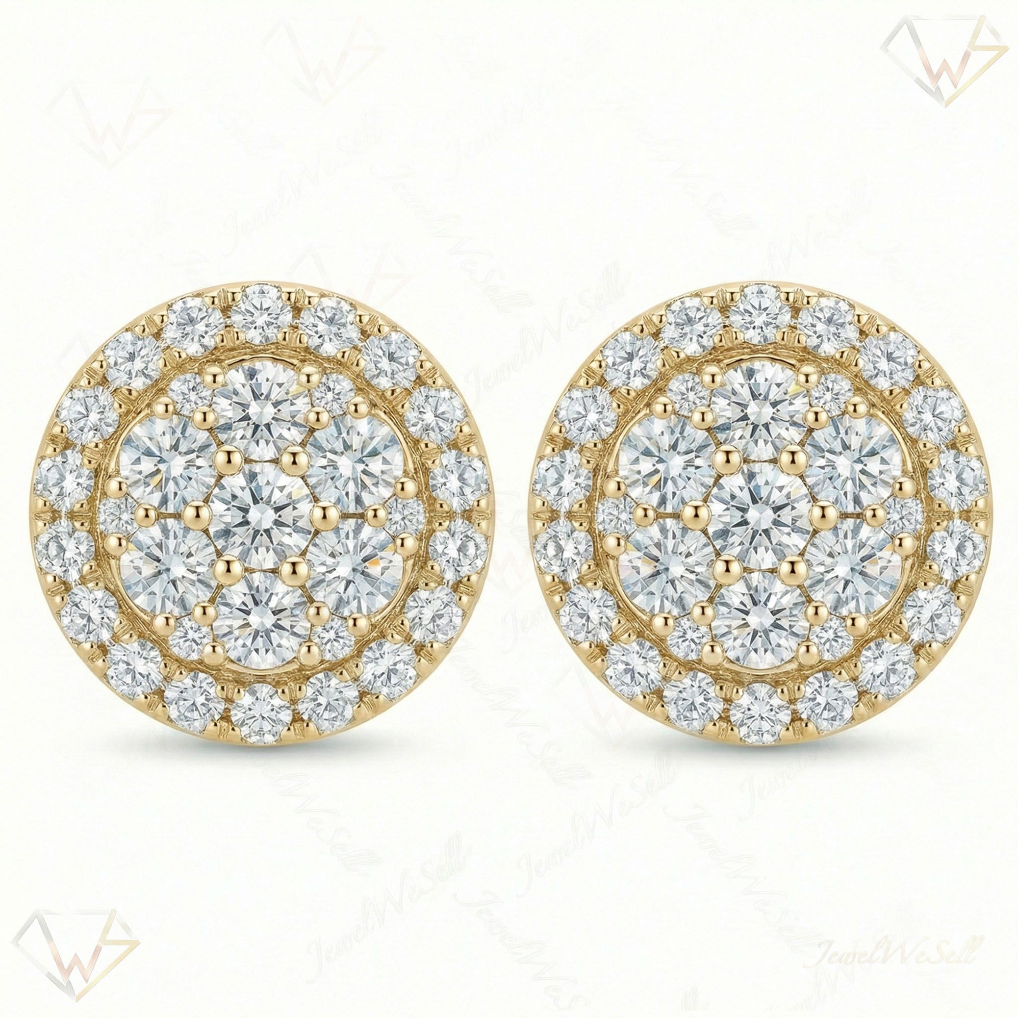 1.85 ct EF VS Lab Grown DIamond Cluster Earrings in 10k Yellow Gold 300847