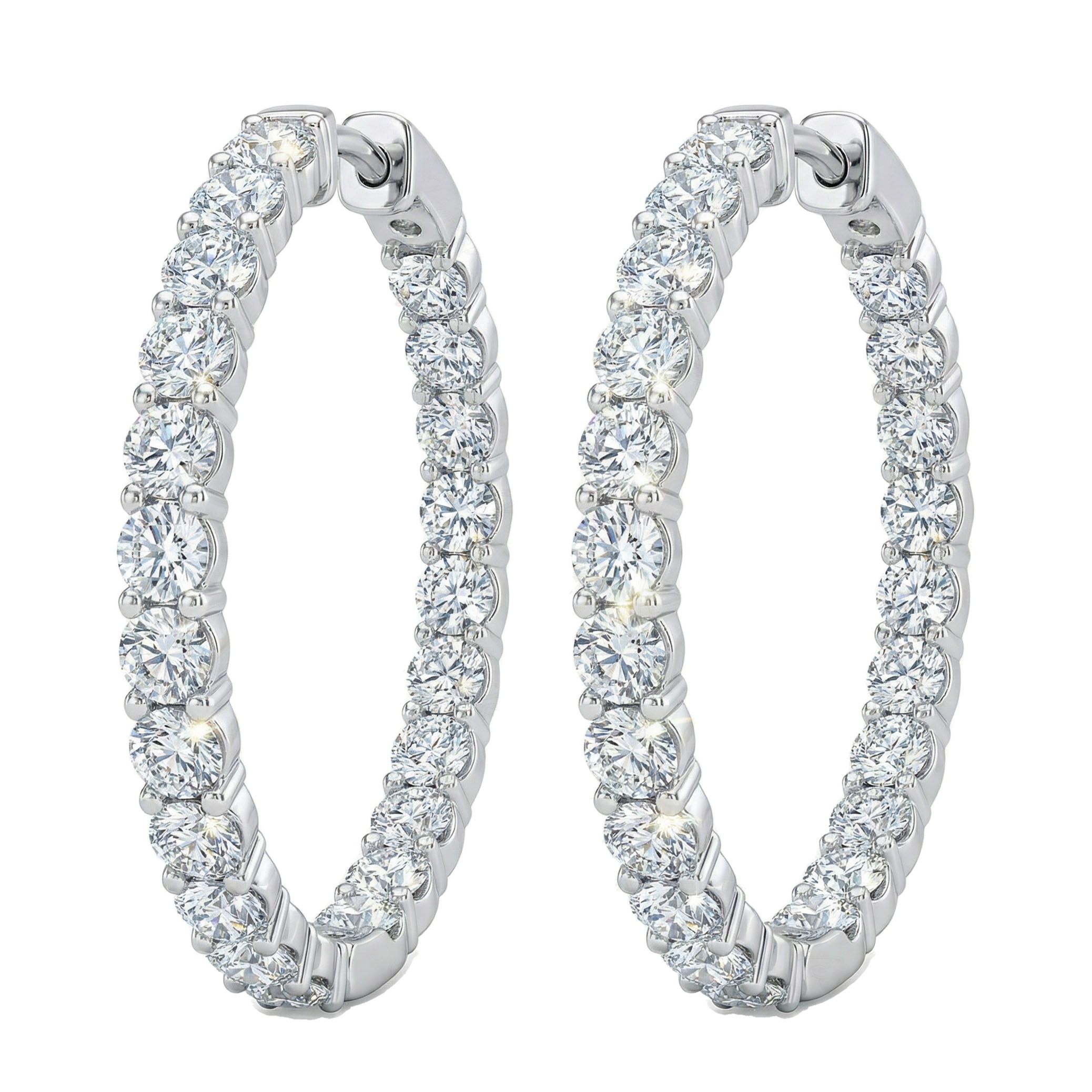 1.35 ct EF VS Lab Grown DIamond Hoops Earrings in 14k White Gold 300849