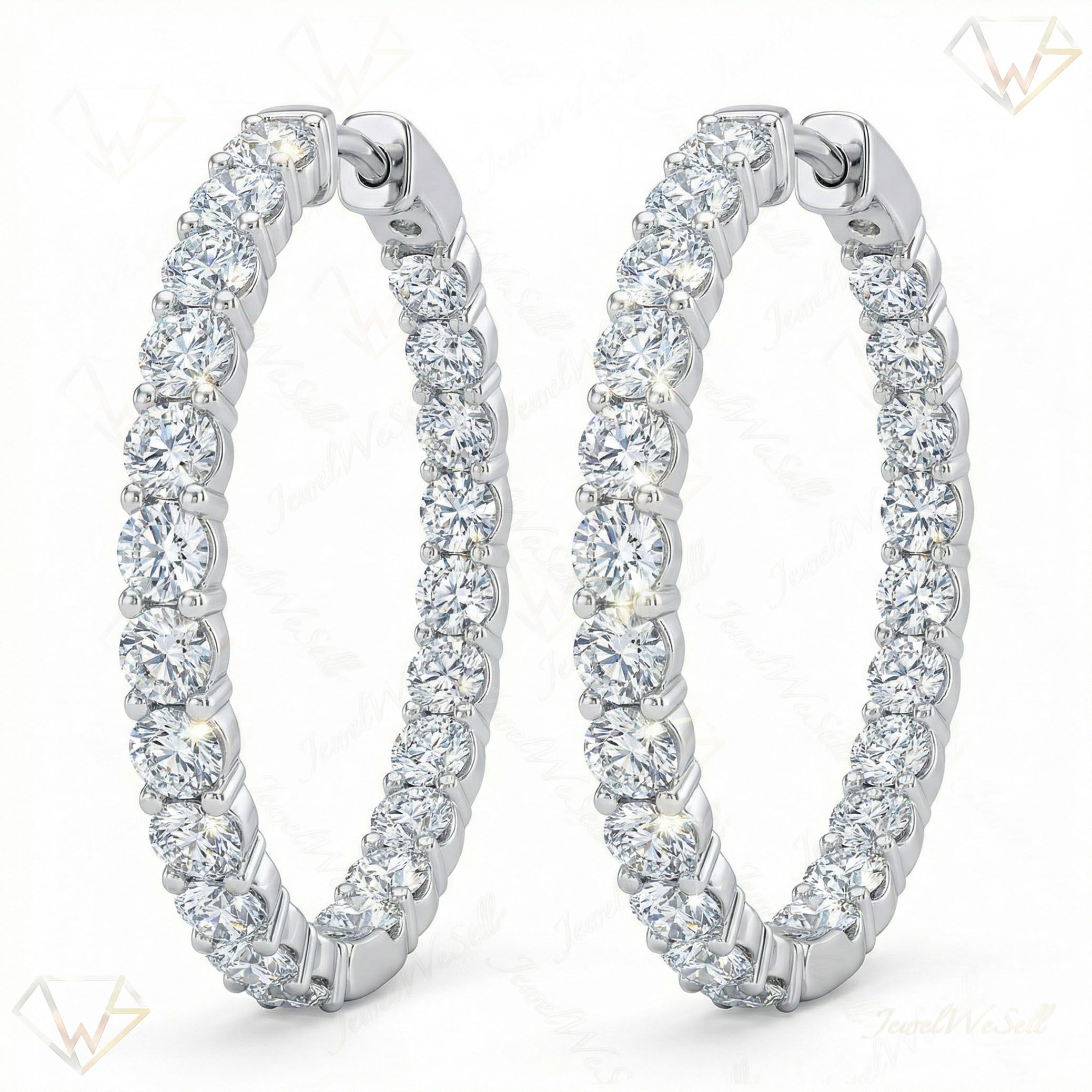 1.35 ct EF VS Moissanite Hoops Earrings in 925 Sterling Silver 300849