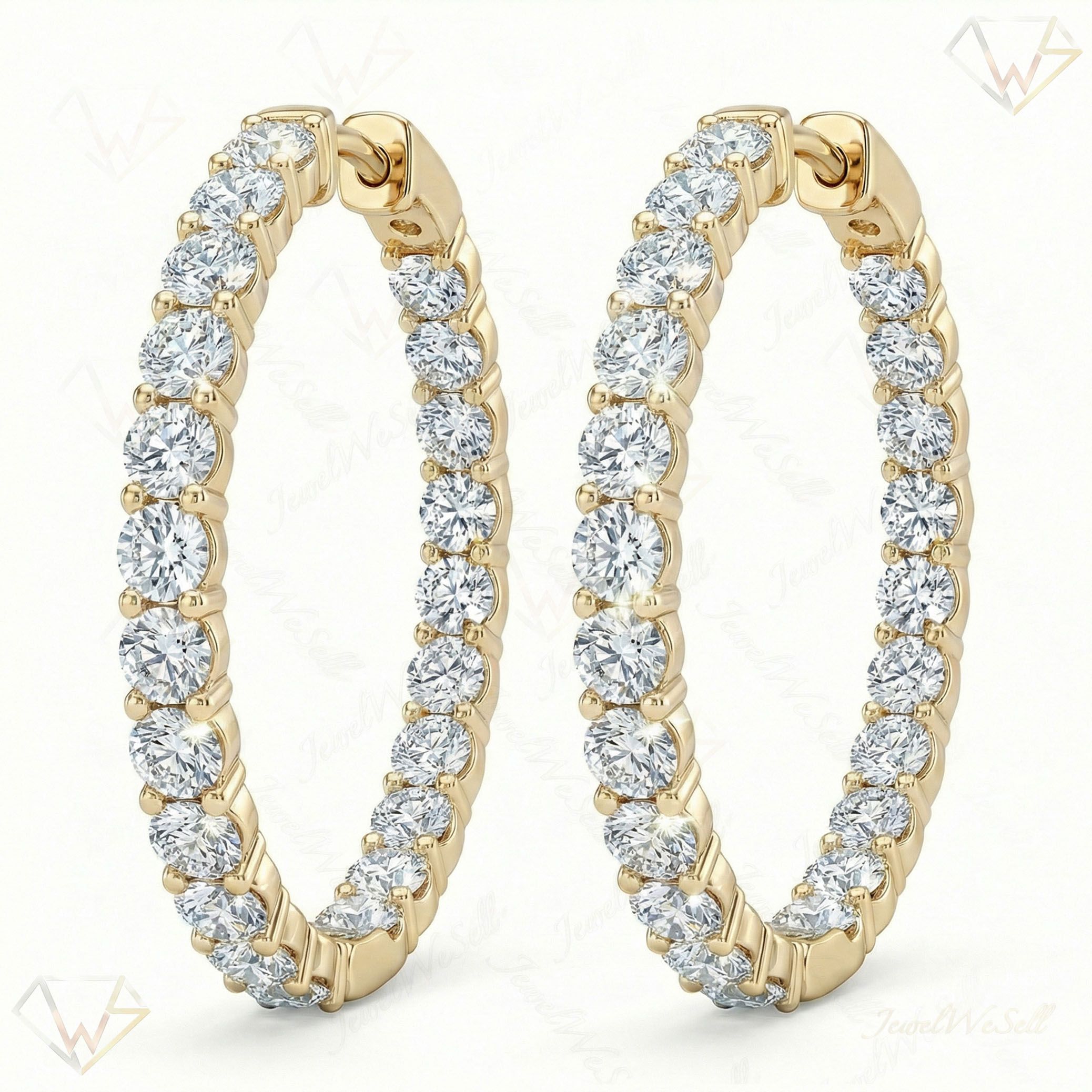 1.35 ct EF VS Lab Grown DIamond Hoops Earrings in 10k Yellow Gold 300849