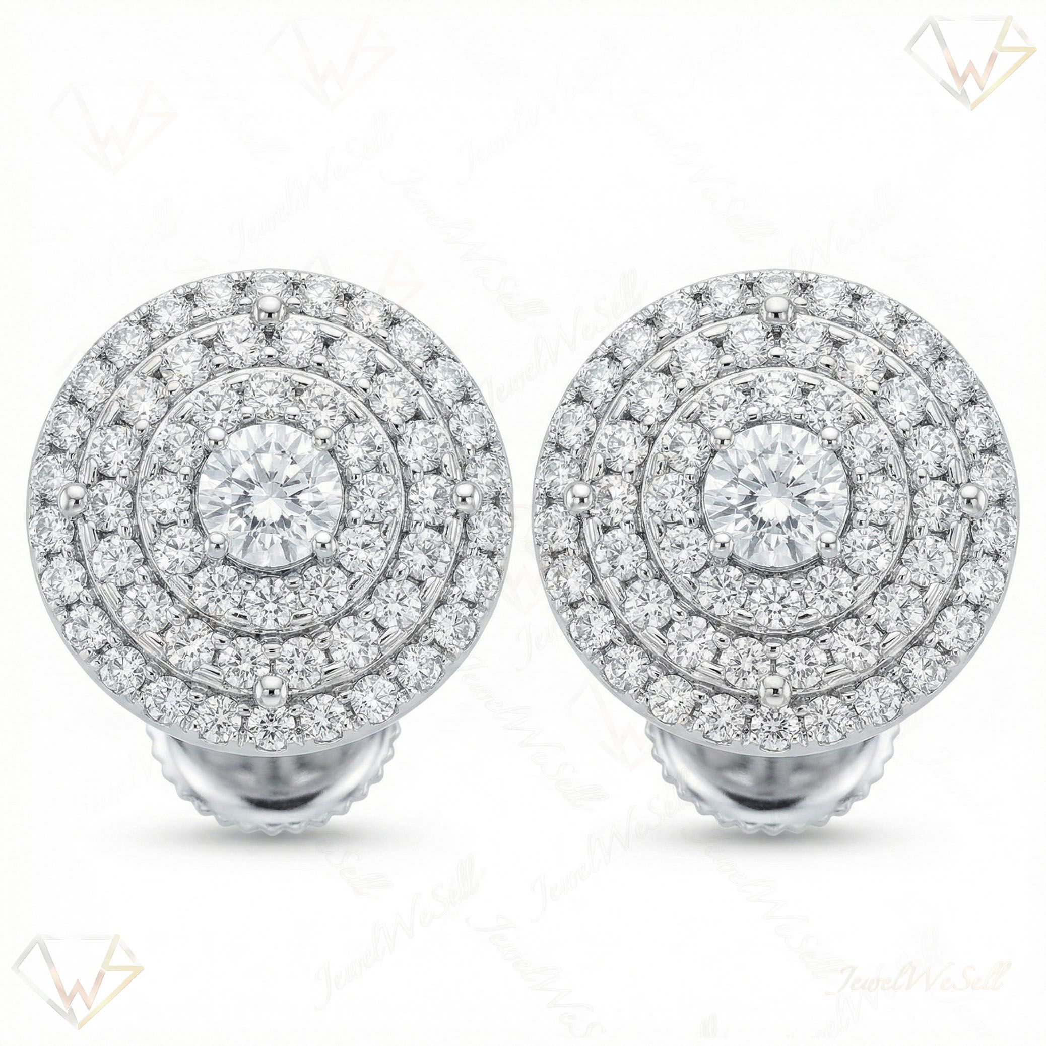 1.20 ct EF VS Moissanite Micropave Earrings in 925 Sterling Silver 300850