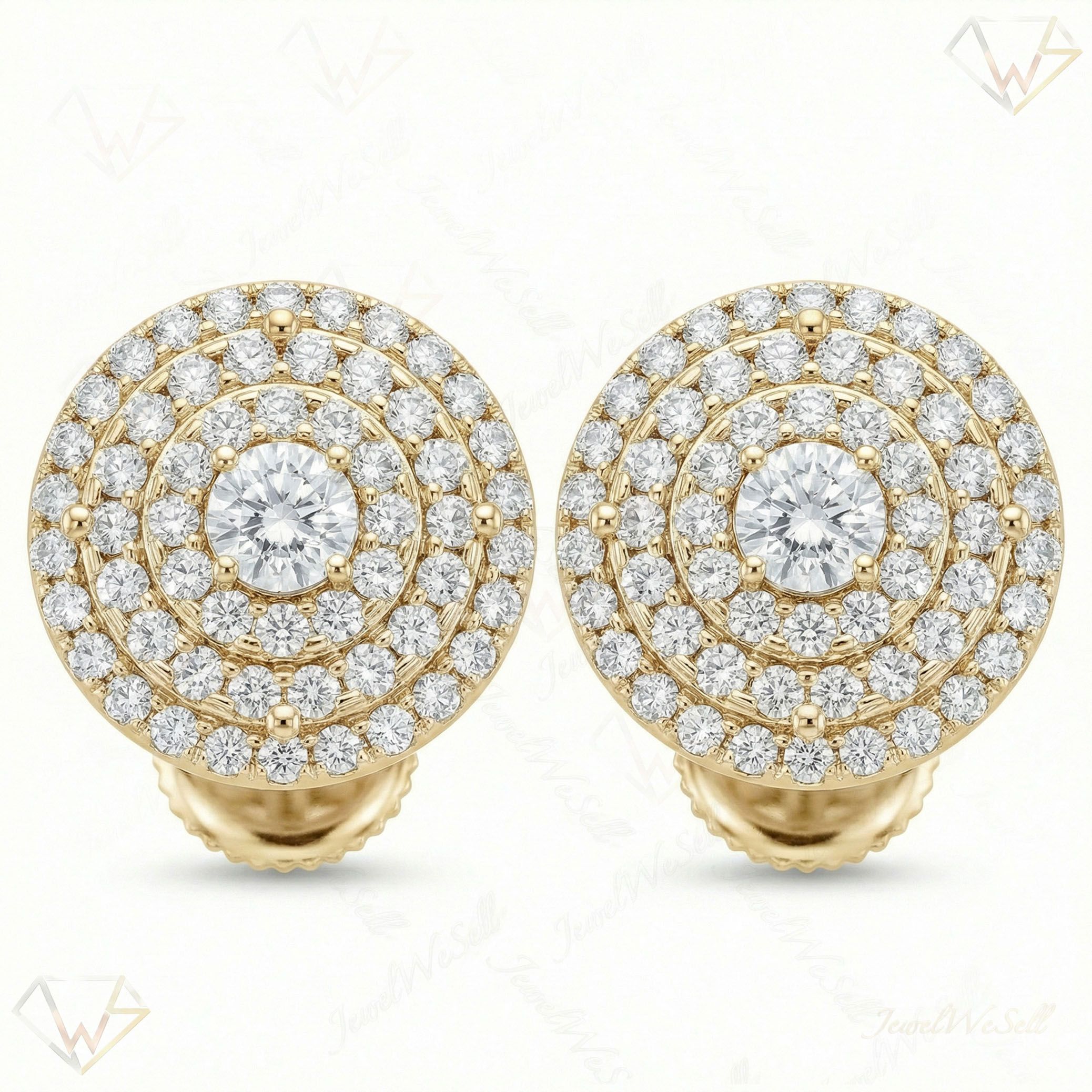 1.20 ct EF VS Lab Grown DIamond Micropave Earrings in 10k Yellow Gold 300850