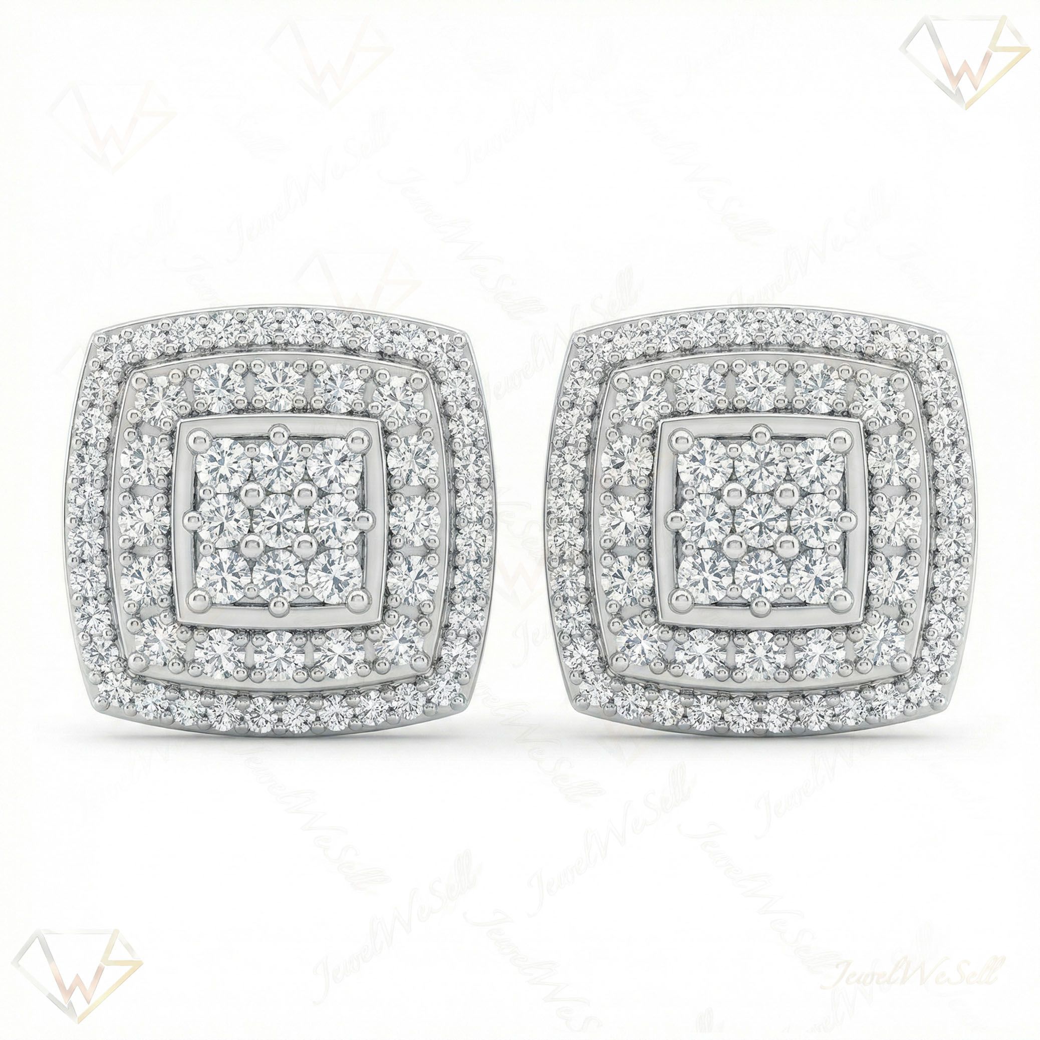 1.25 ct EF VS Lab Grown DIamond Micropave Earrings in 10k White Gold 300851