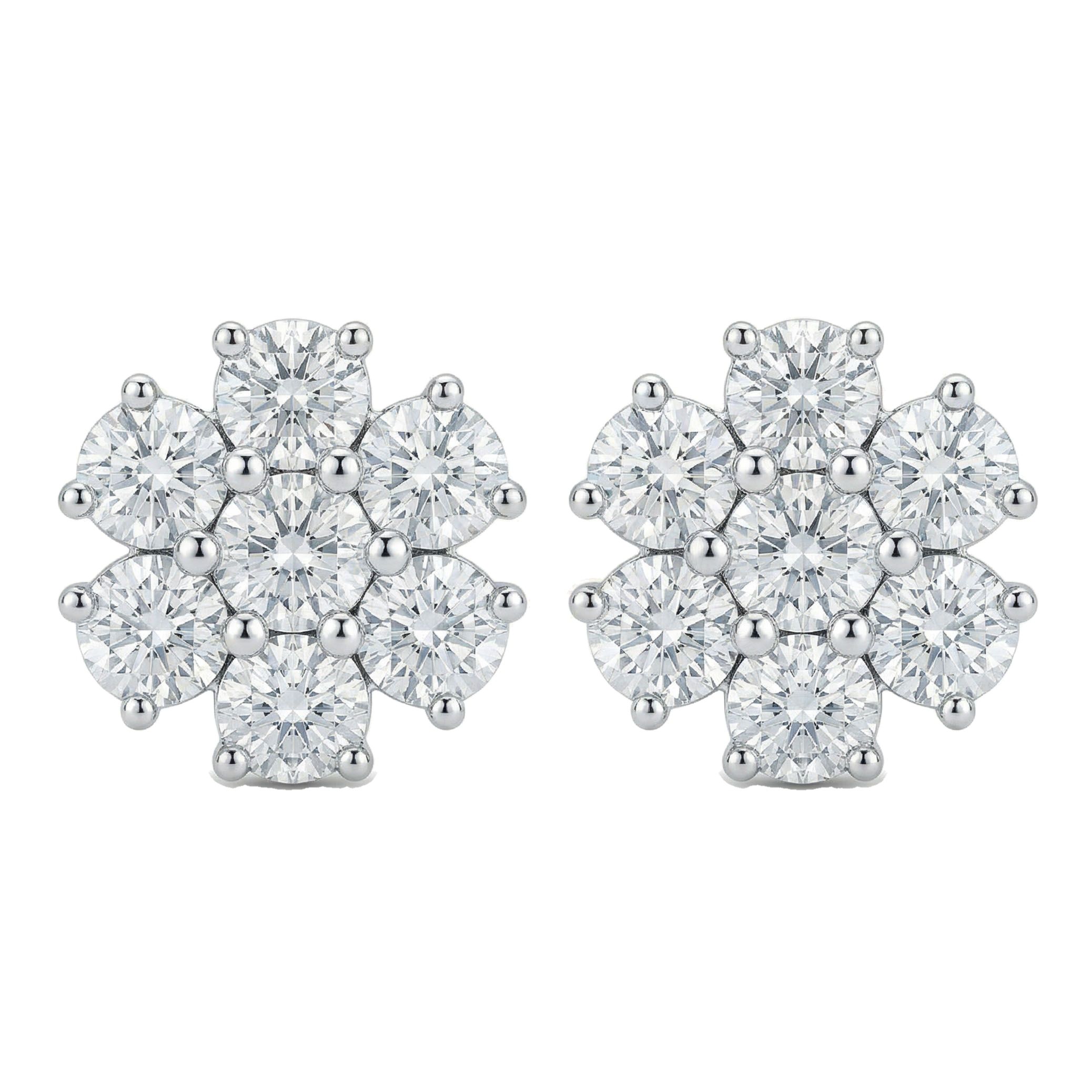 2.05 ct EF VS Lab Grown DIamond Cluster Earrings in 10k White Gold 300852