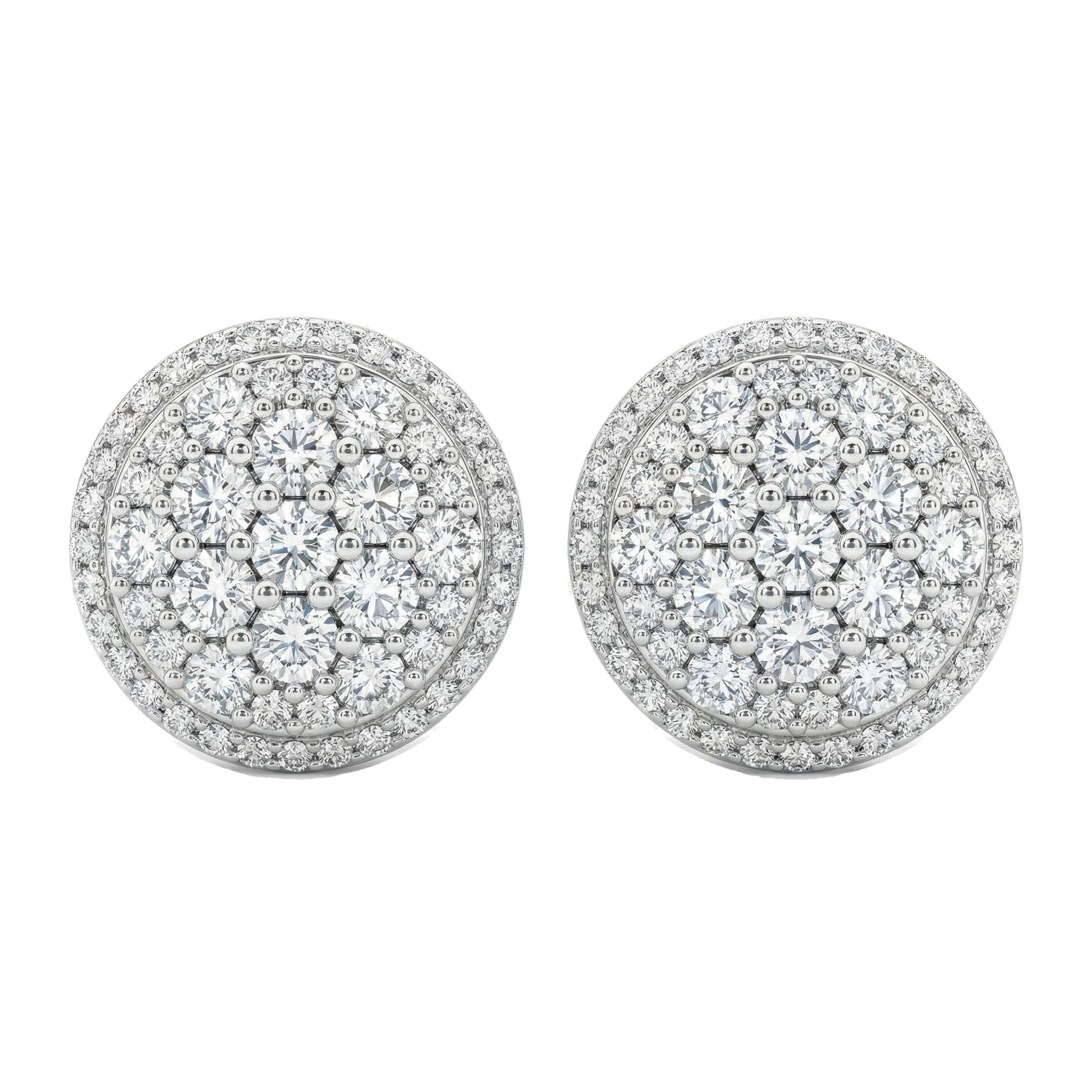 1.05 ct EF VS Lab Grown DIamond Cluster Earrings in 10k White Gold 300855