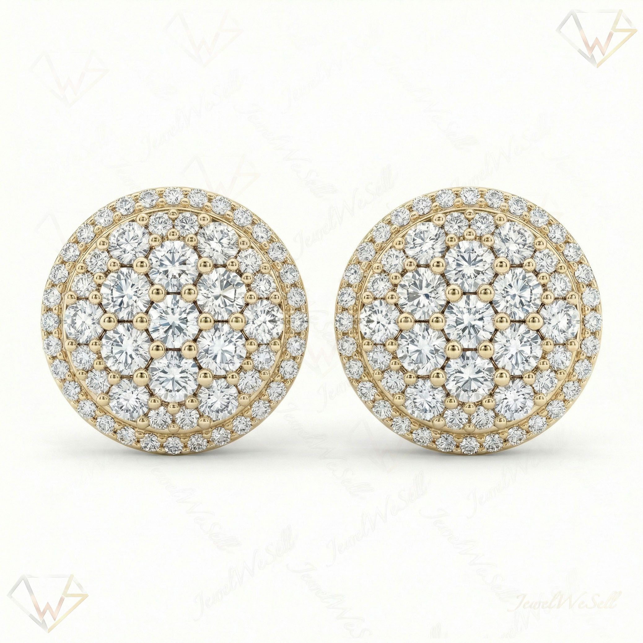 1.05 ct EF VS Lab Grown DIamond Cluster Earrings in 10k Yellow Gold 300855