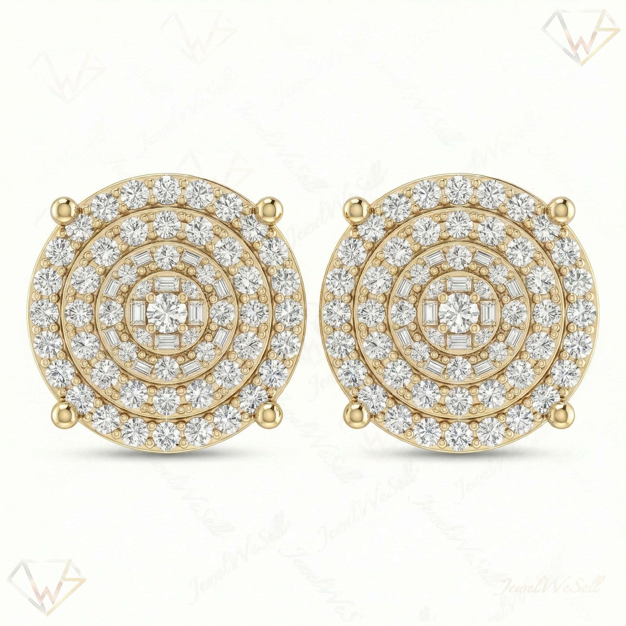 2.55 ct EF VS Lab Grown DIamond Micropave Earrings in 10k Yellow Gold 300856