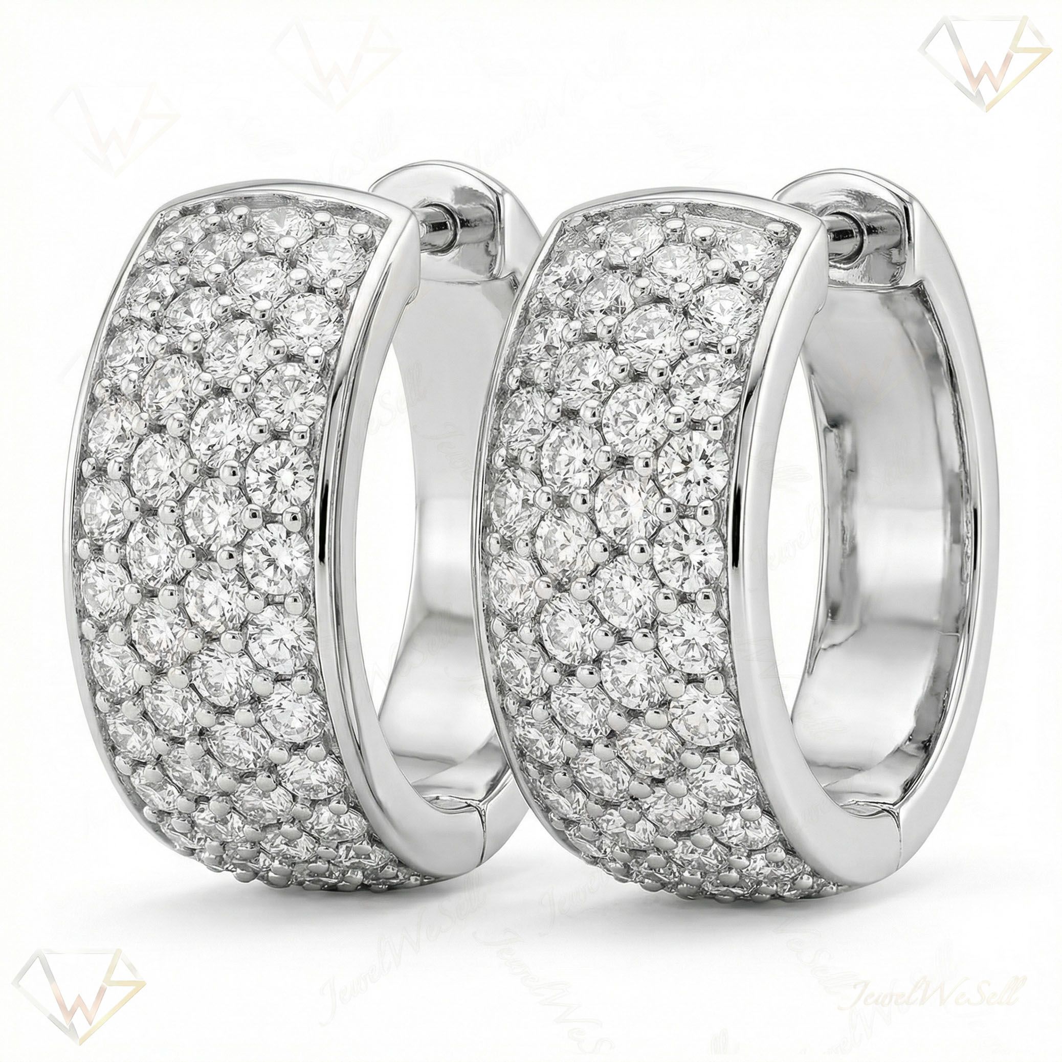 1.75 ct EF VS Lab Grown DIamond Huggies Earrings in 10k White Gold 300862