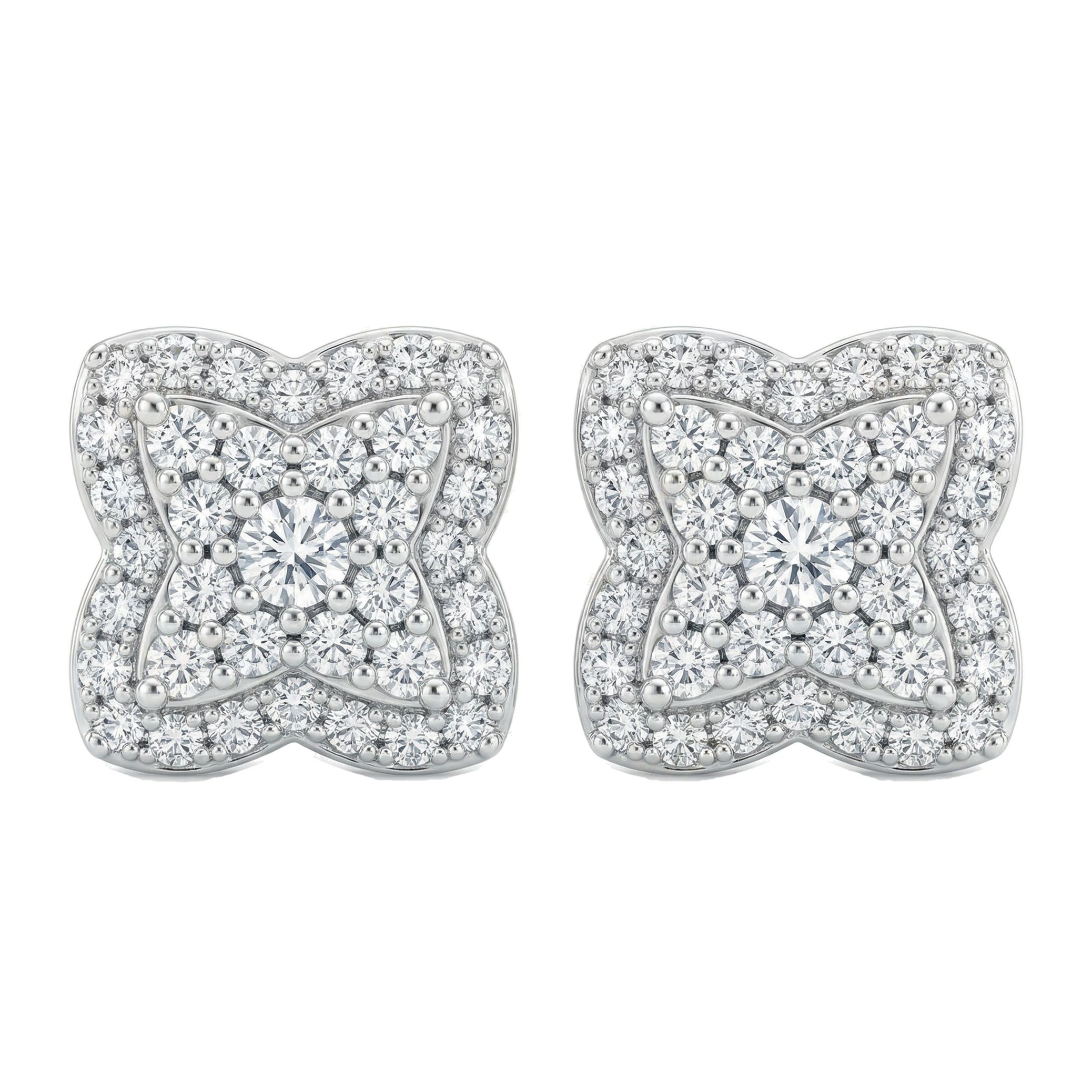 1.45 ct EF VS Moissanite Cluster Earrings in 925 Sterling Silver 300866