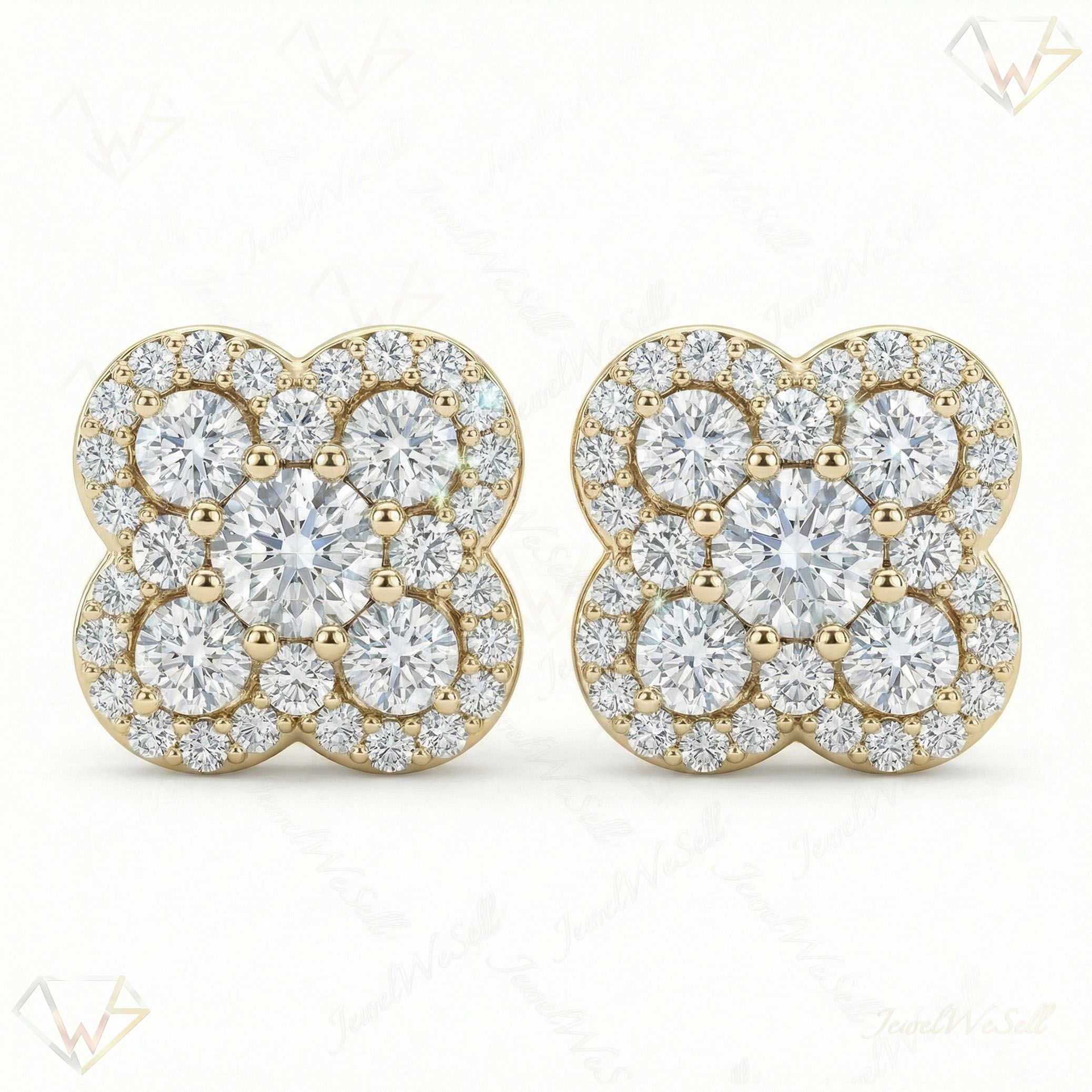 0.75 ct EF VS Lab Grown DIamond Cluster Earrings in 10k Yellow Gold 300868