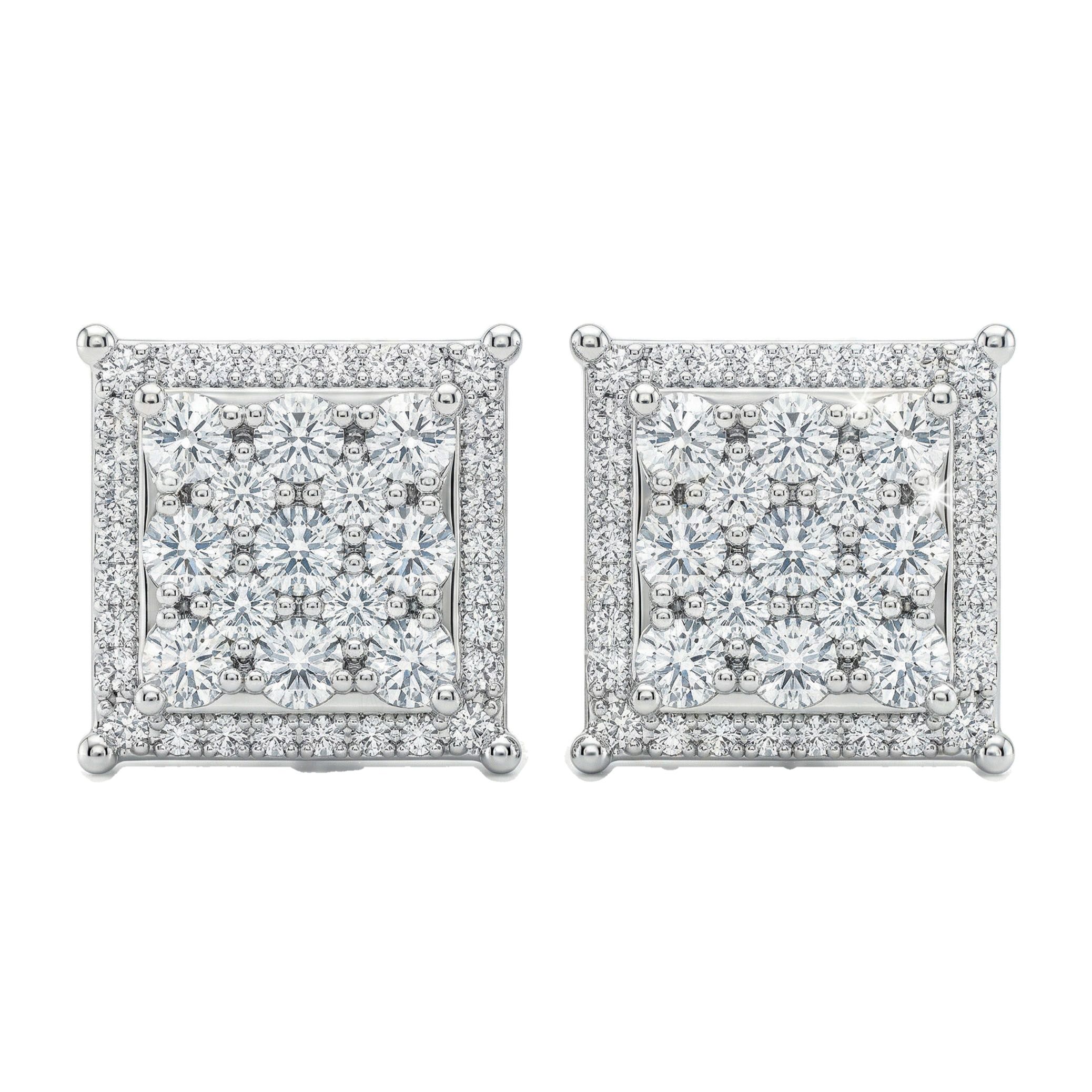 2.30 ct EF VS Lab Grown DIamond Micropave Earrings in 14k White Gold 300875