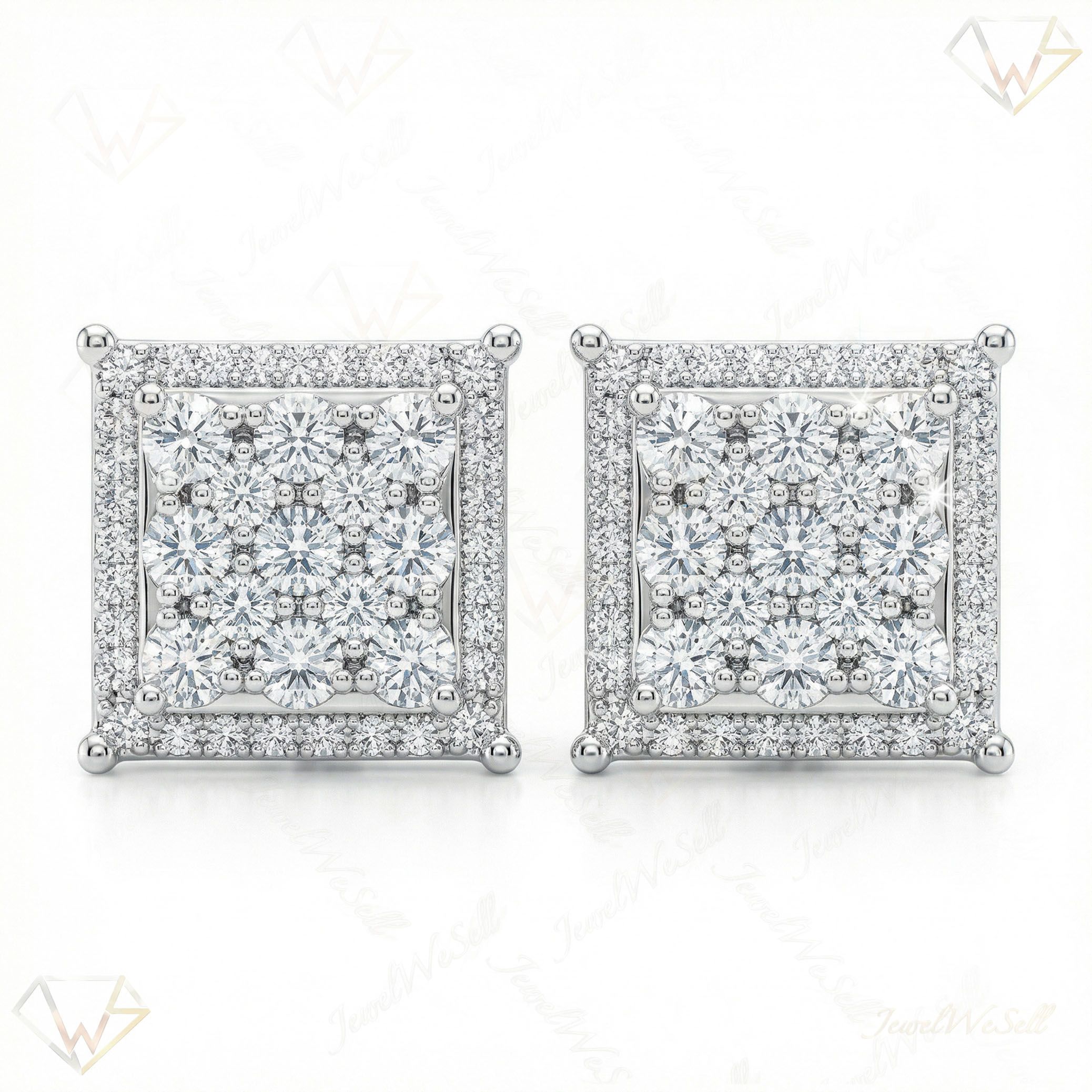 2.30 ct EF VS Lab Grown DIamond Micropave Earrings in 10k White Gold 300875