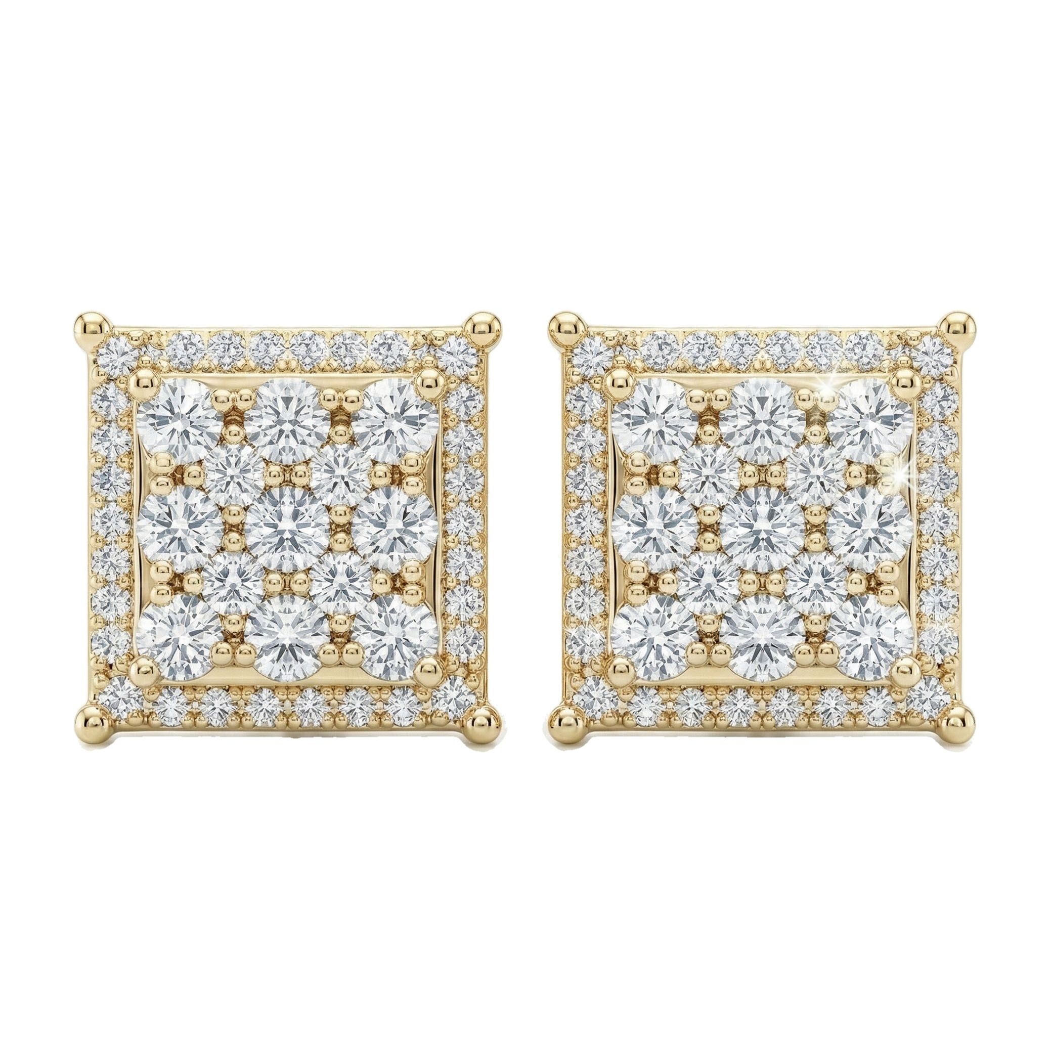 2.30 ct EF VS Lab Grown DIamond Micropave Earrings in 14k Yellow Gold 300875