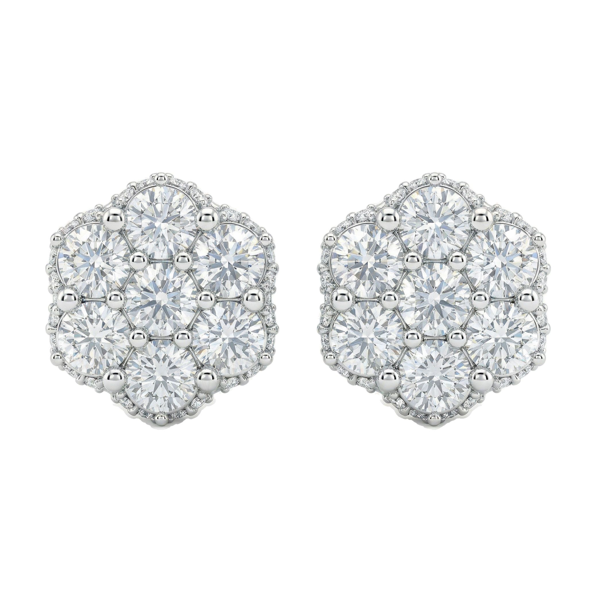 4.40 ct EF VS Moissanite Cluster Earrings in 925 Sterling Silver 300876