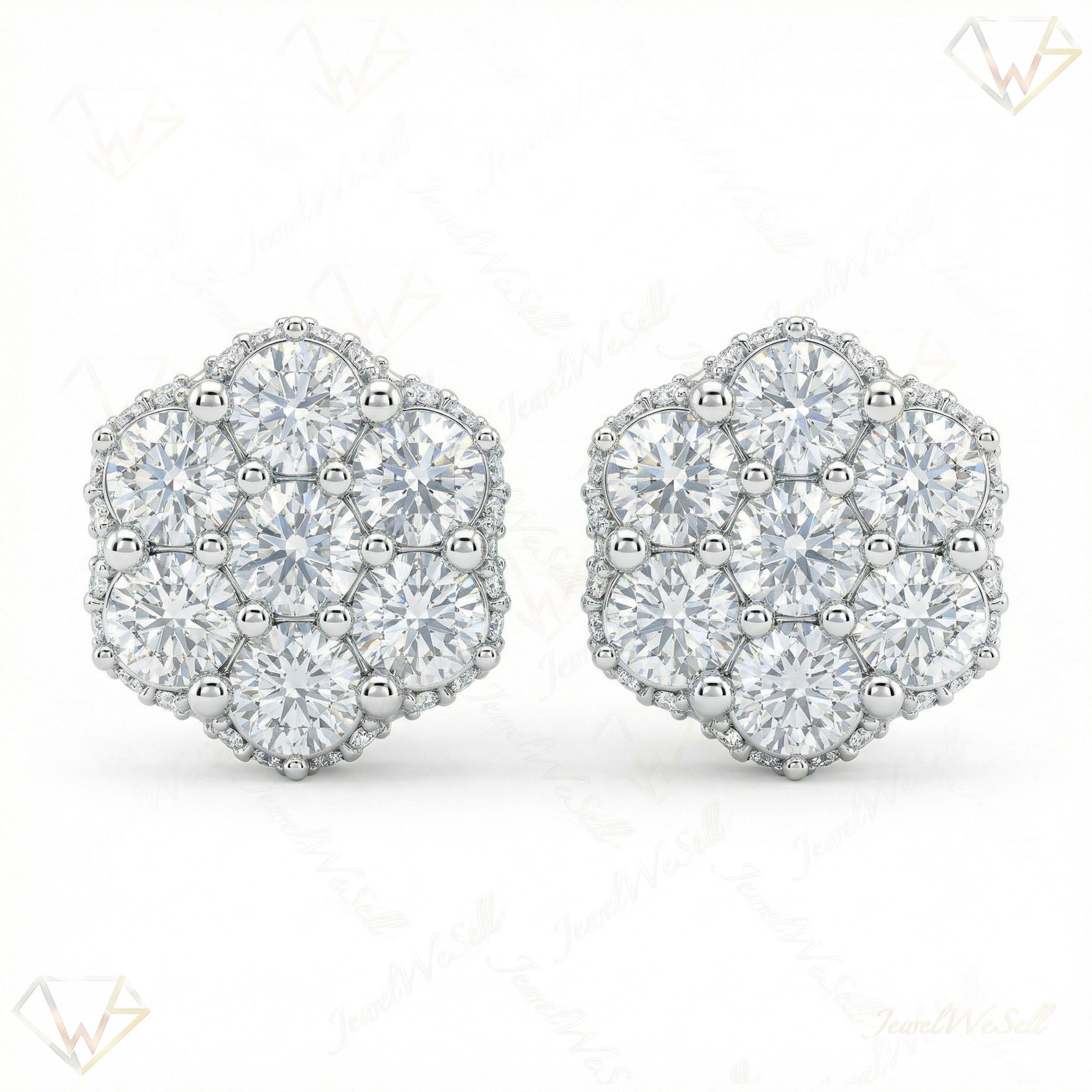 1.25 ct EF VS Lab Grown DIamond Cluster Earrings in 10k White Gold 300876