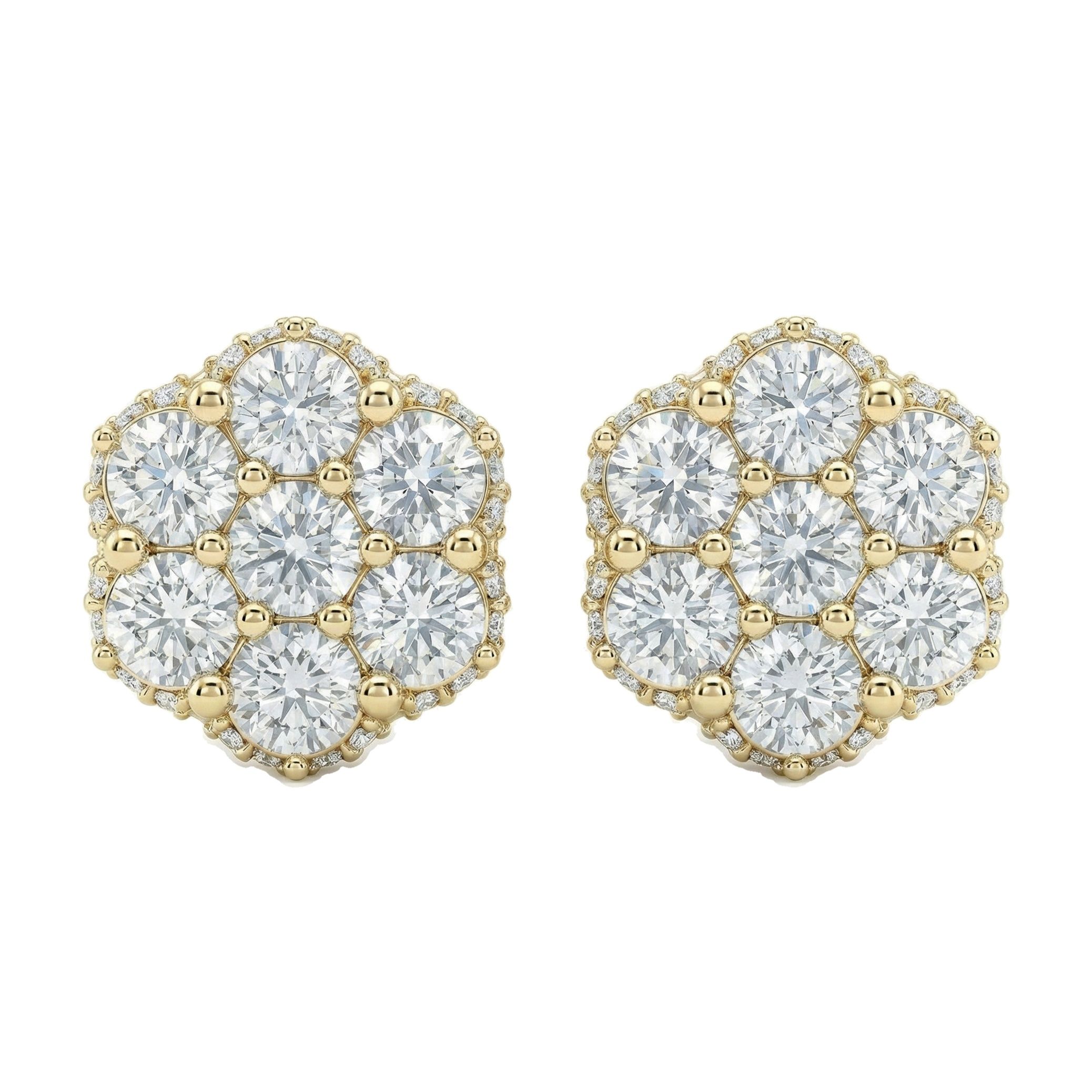 2.35 ct EF VS Lab Grown DIamond Cluster Earrings in 10k Yellow Gold 300876