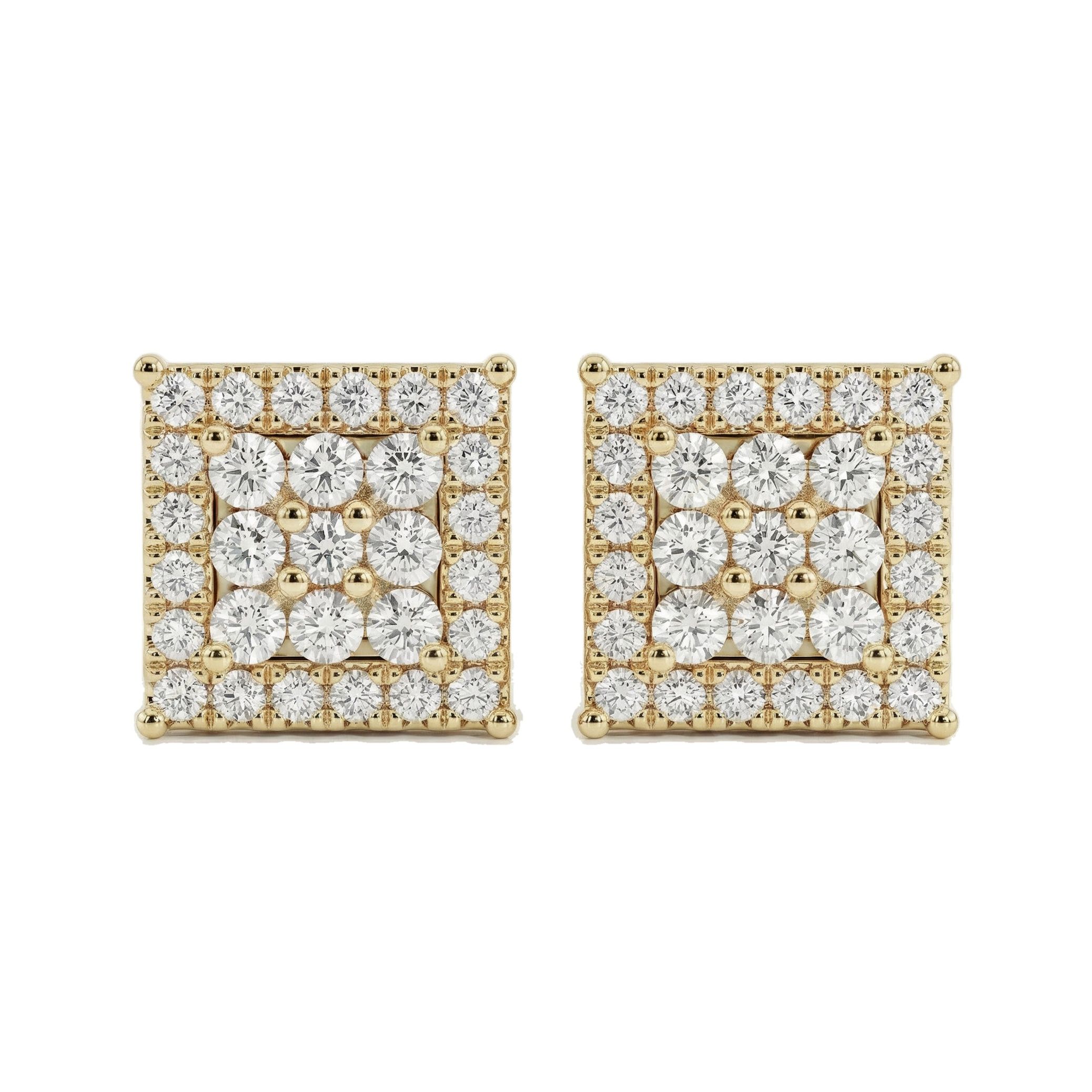 1.05 ct EF VS Lab Grown DIamond Cluster Earrings in 14k Yellow Gold 300879