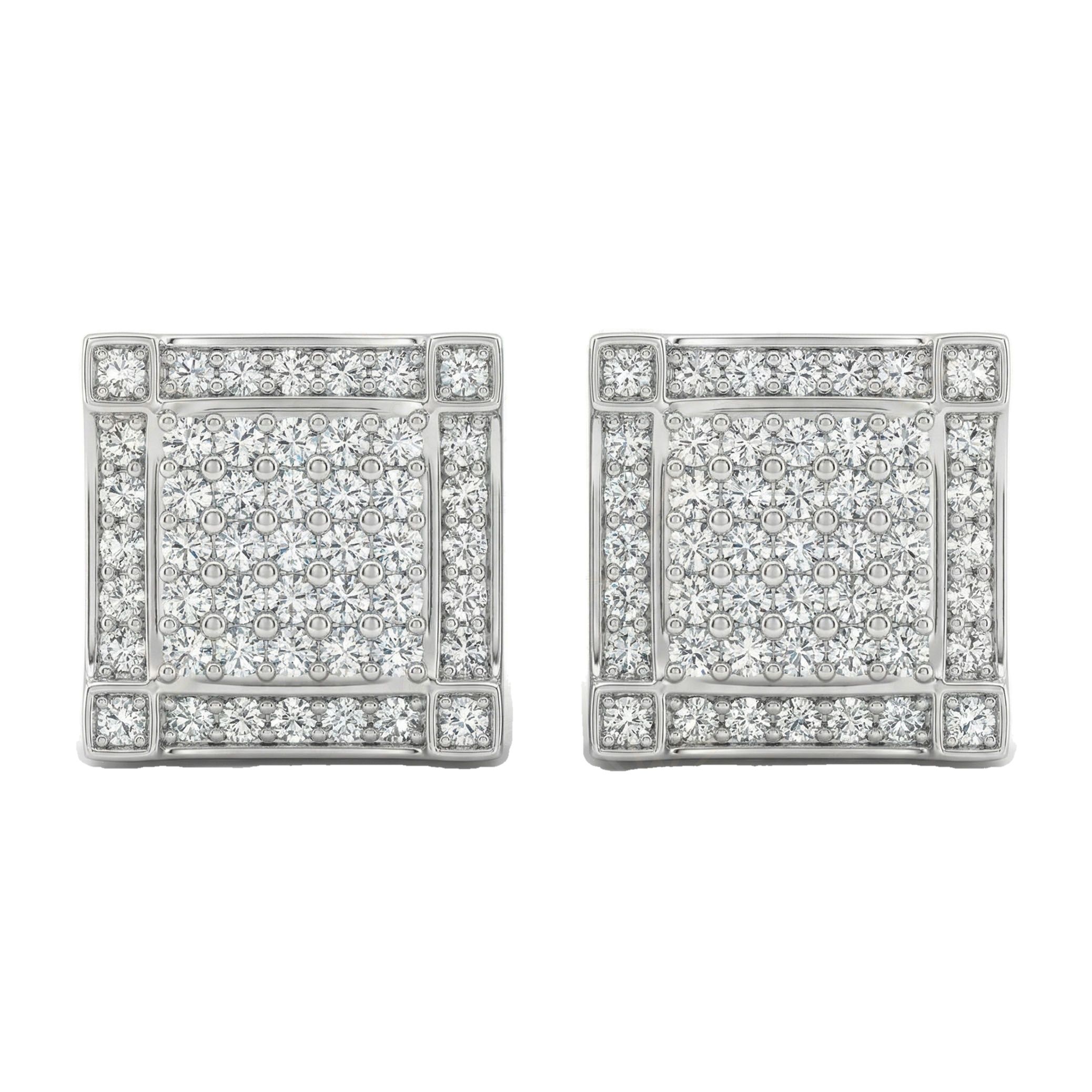 1.45 ct EF VS Lab Grown DIamond Micropave Earrings in 10k White Gold 300880