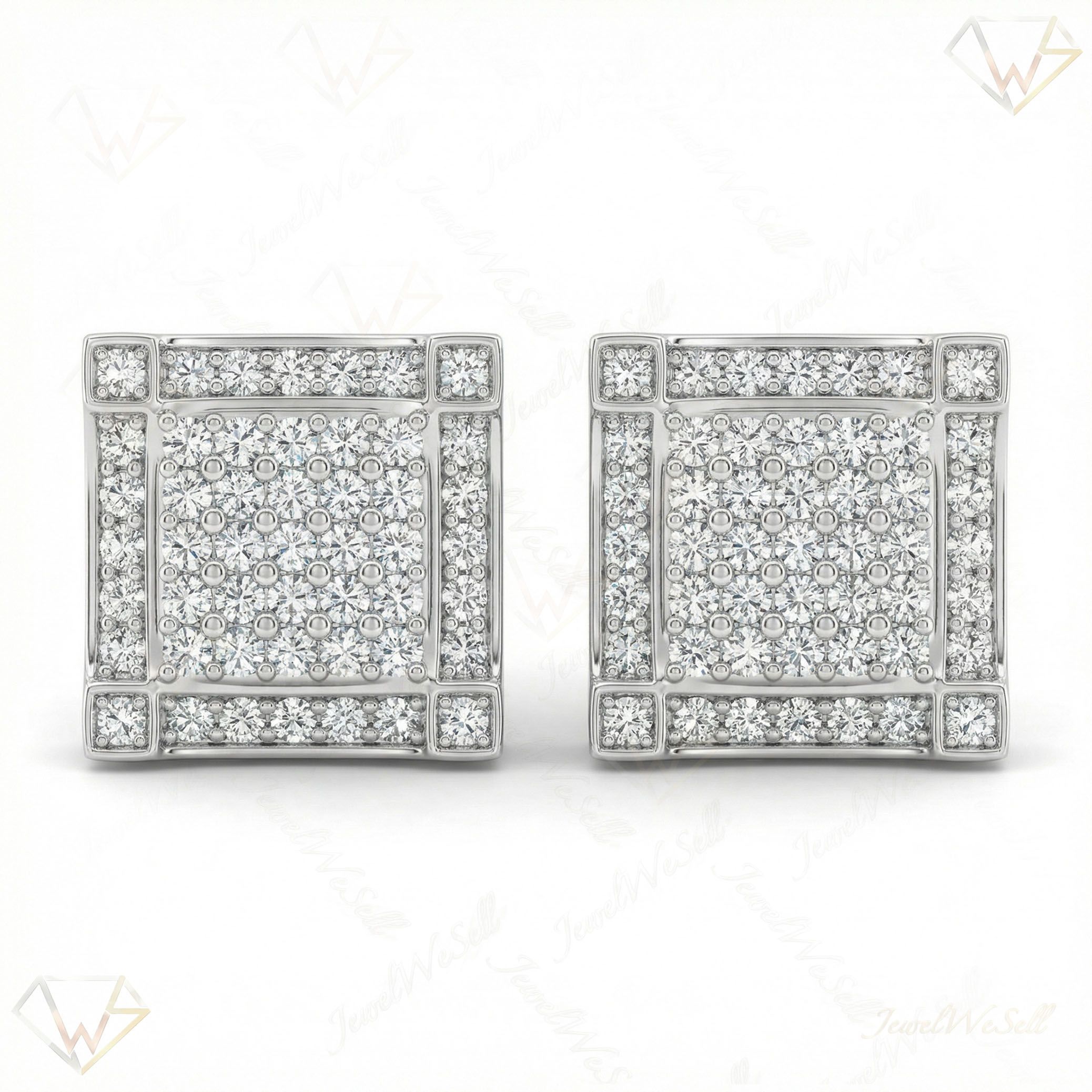 1.45 ct EF VS Moissanite Micropave Earrings in 925 Sterling Silver 300880