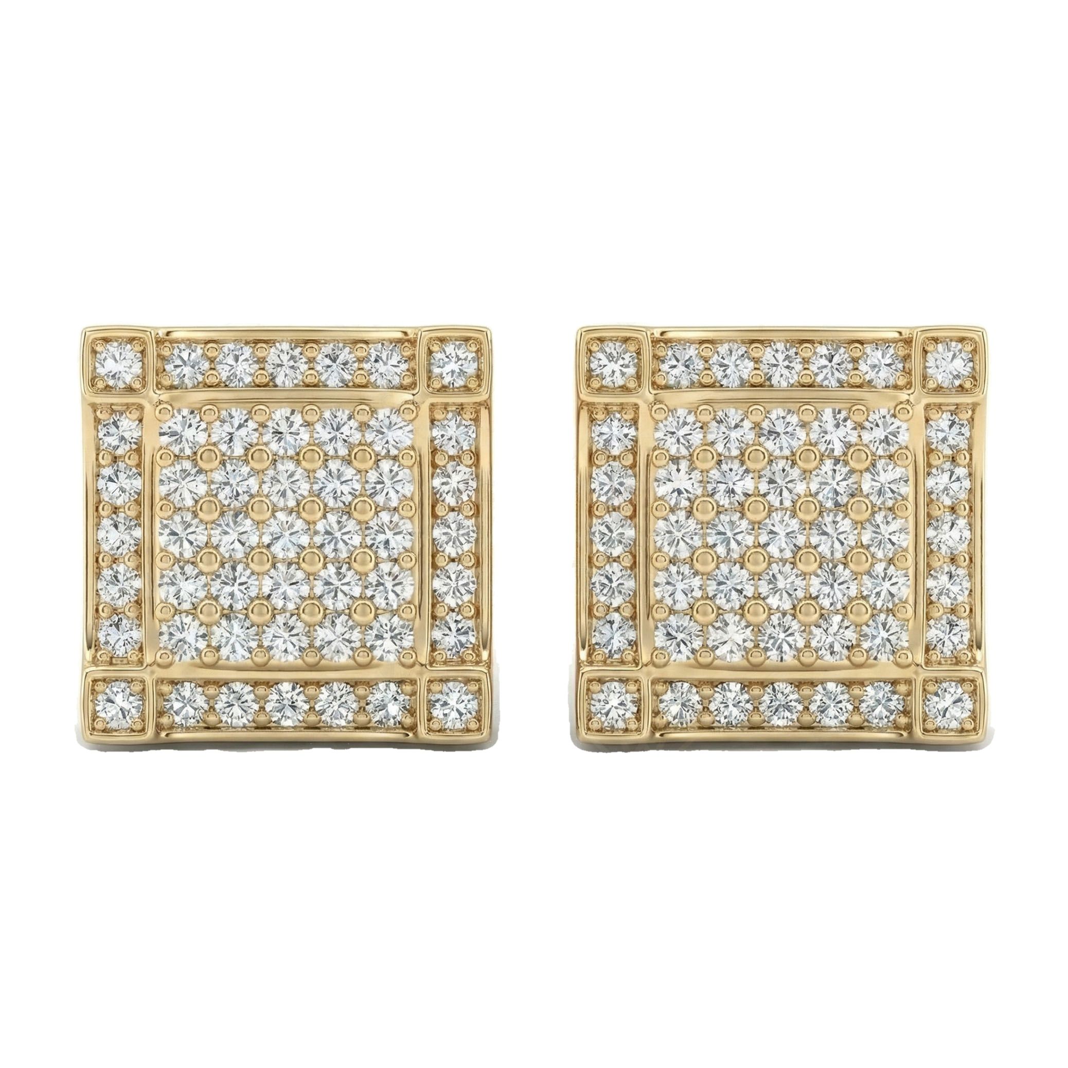 1.45 ct EF VS Lab Grown DIamond Micropave Earrings in 10k Yellow Gold 300880