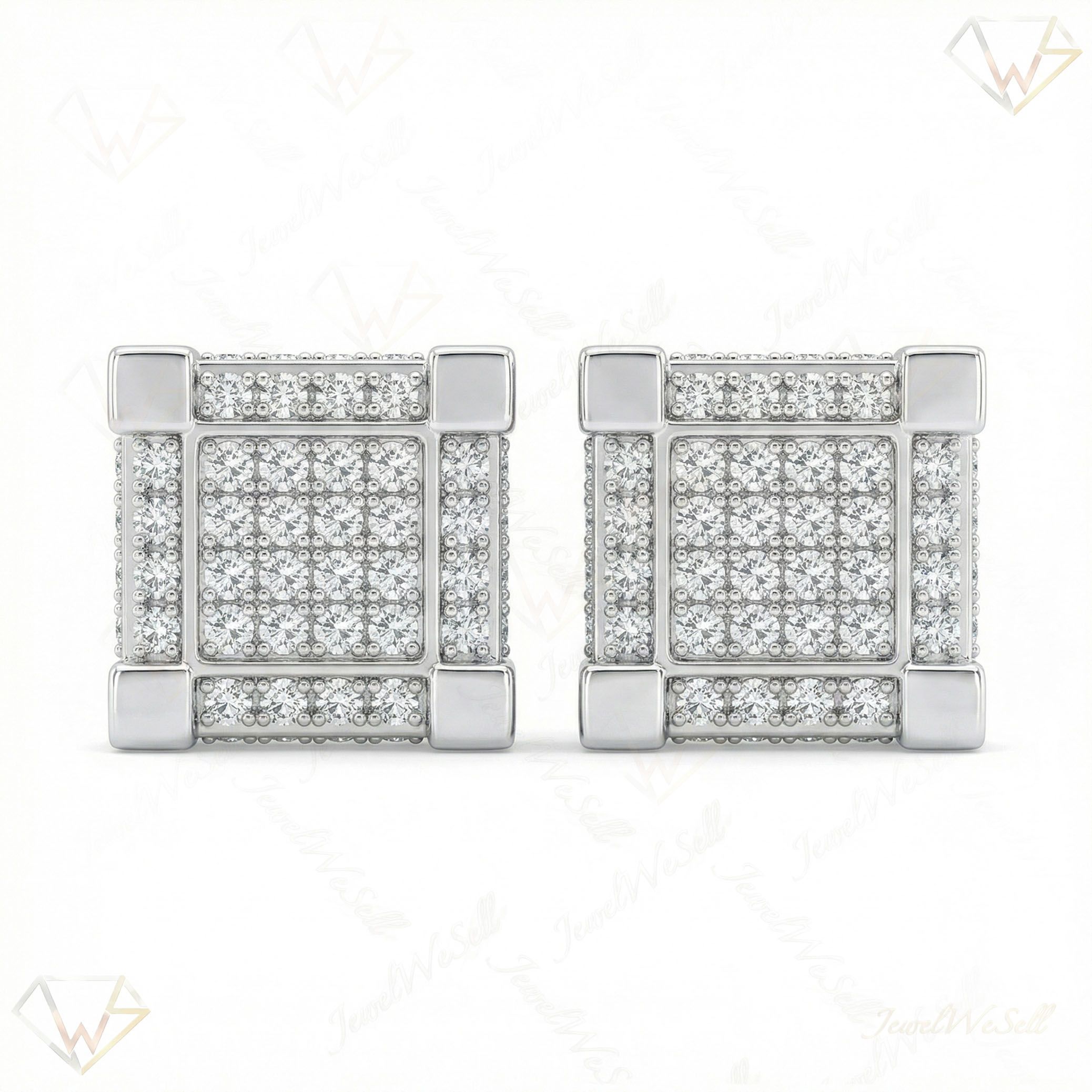 1.65 ct EF VS Lab Grown DIamond Micropave Earrings in 10k White Gold 300908