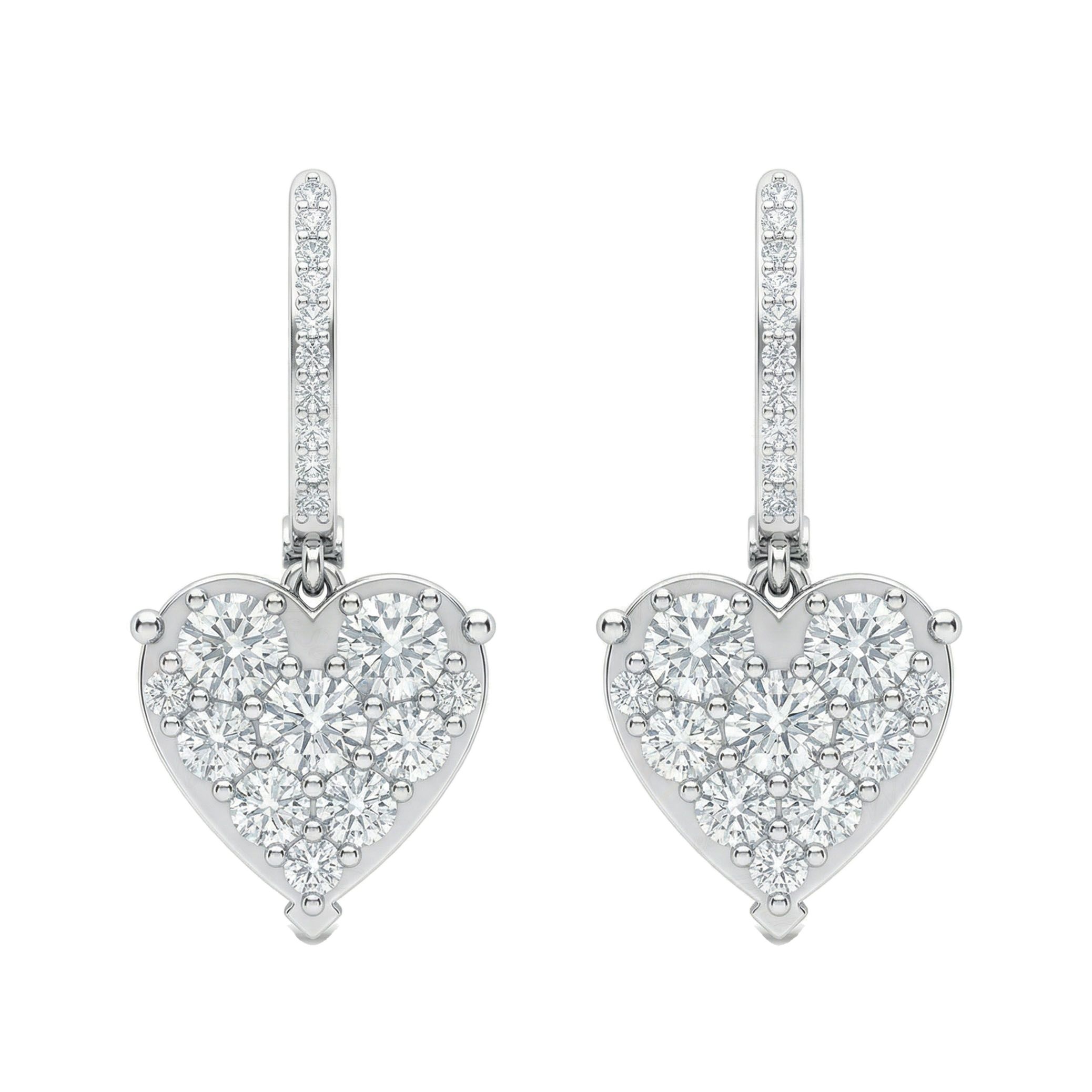 2.65 ct EF VS Lab Grown DIamond Heart Earrings in 10k White Gold 300949