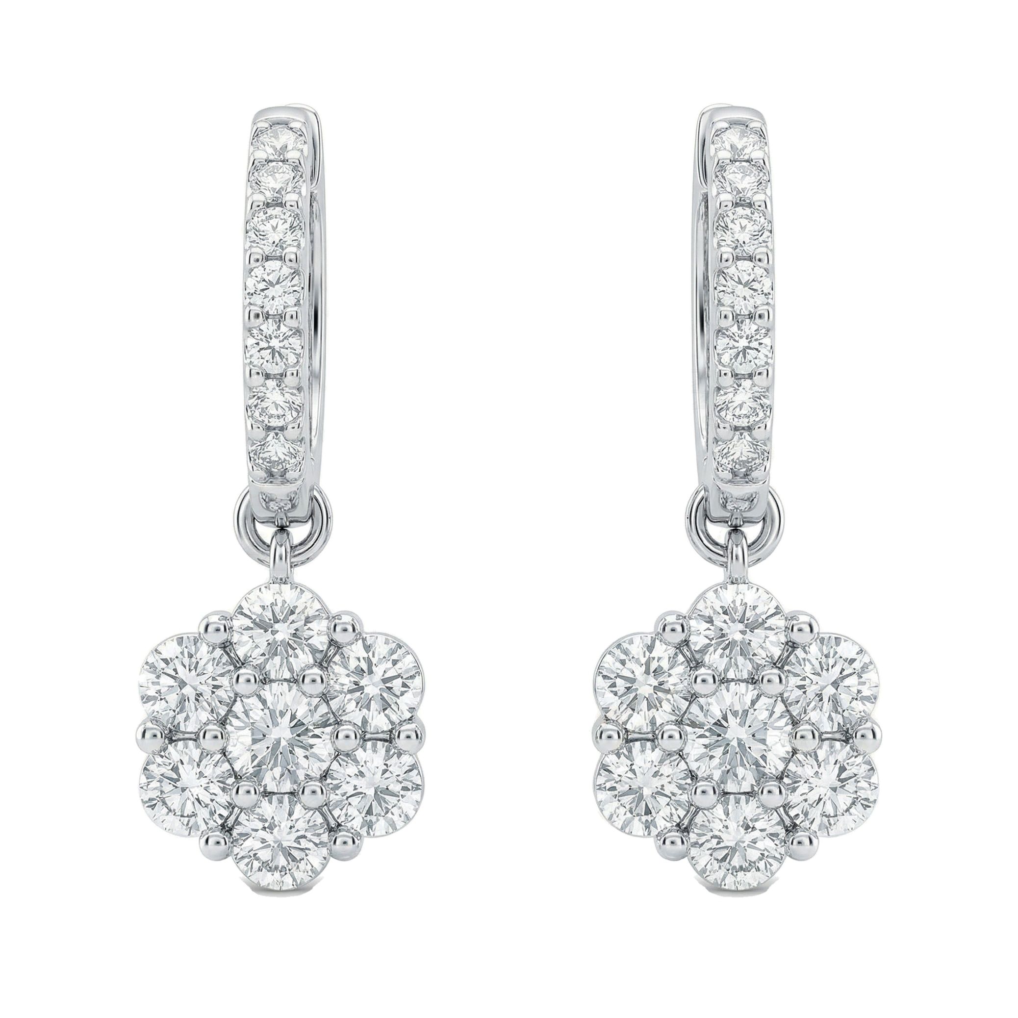 1.05 ct EF VS Lab Grown DIamond Fancy Earrings in 10k White Gold 300984
