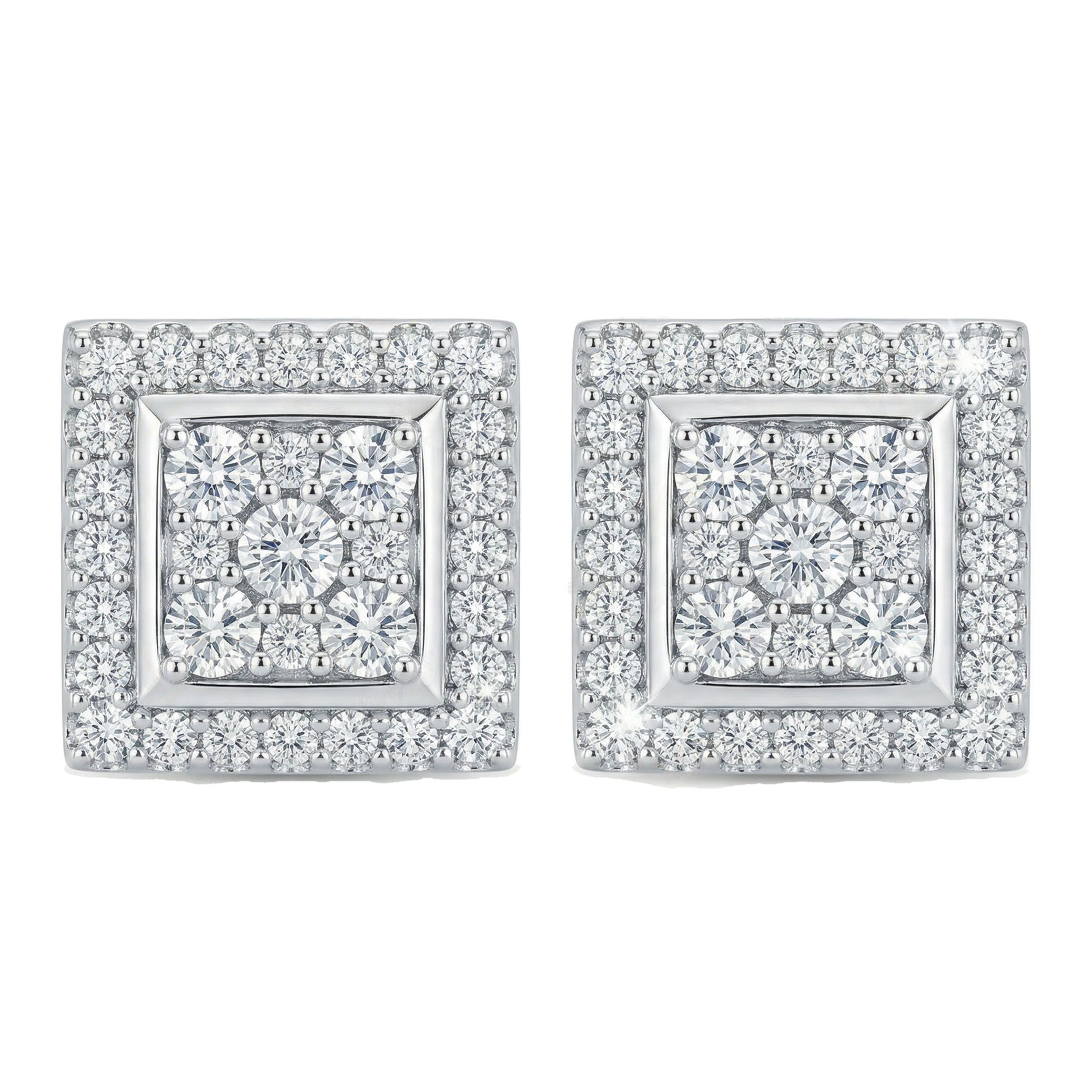 1.20 ct EF VS Moissanite Cluster Earrings in 925 Sterling Silver 301005