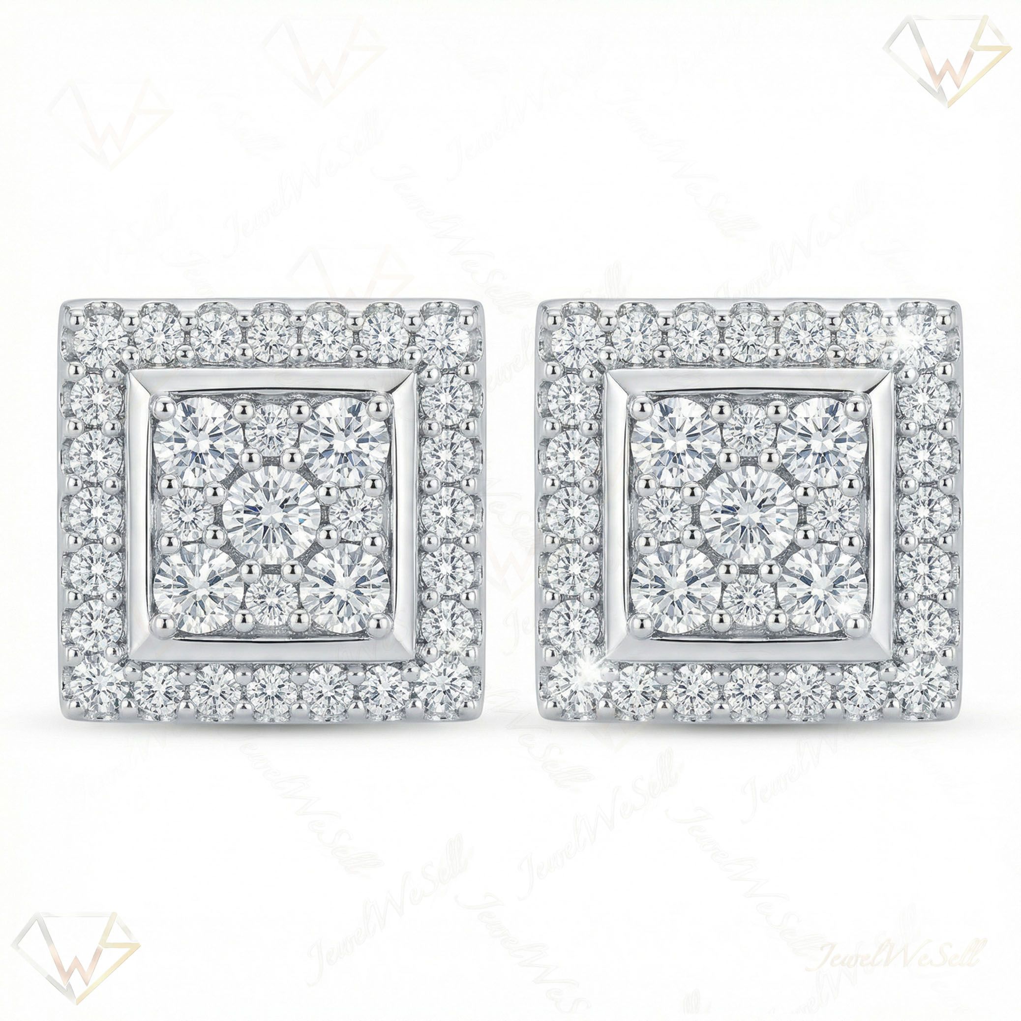 1.20 ct EF VS Lab Grown DIamond Cluster Earrings in 10k White Gold 301005