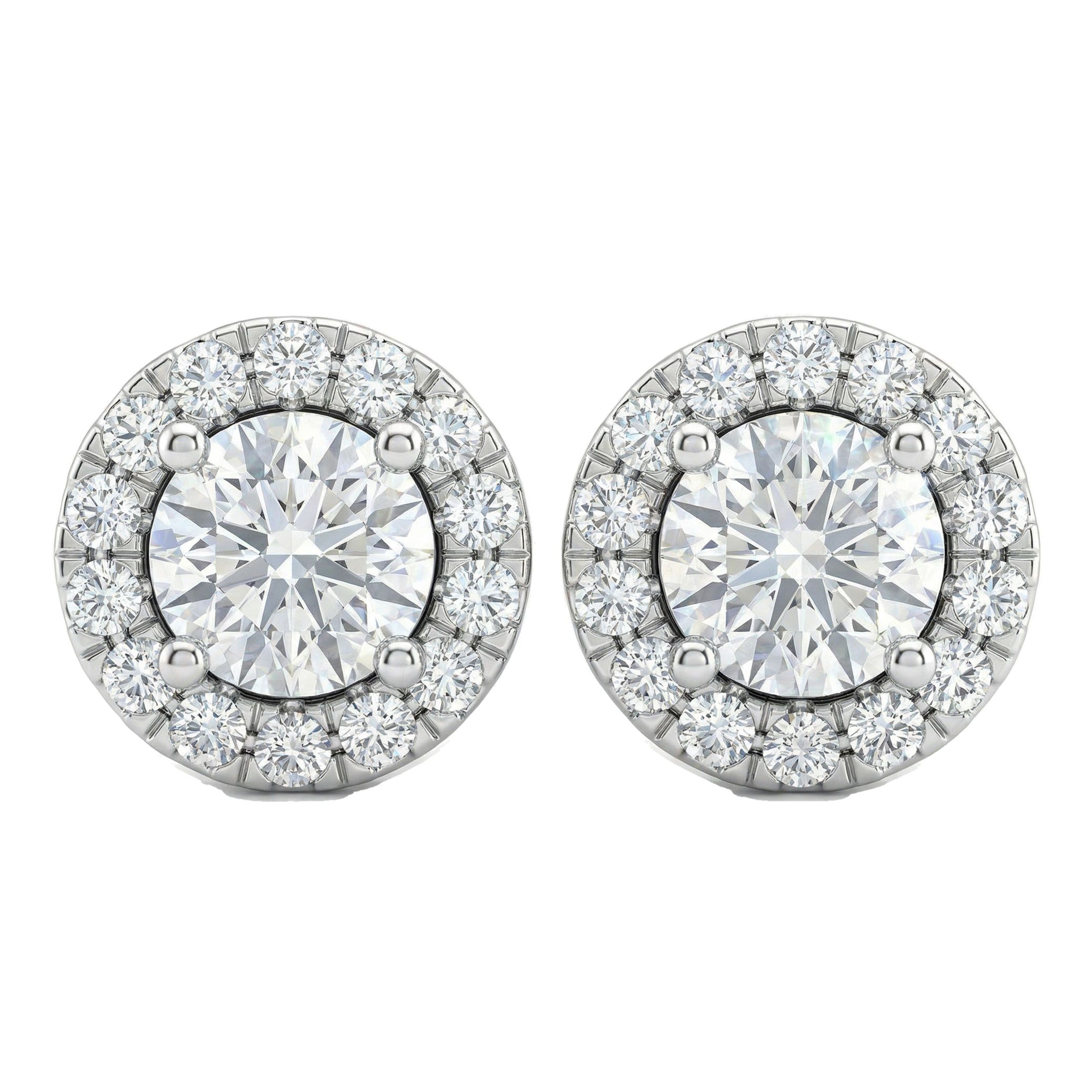 2.00 ct EF VS Lab Grown DIamond Halo Earrings in 10k White Gold 301056