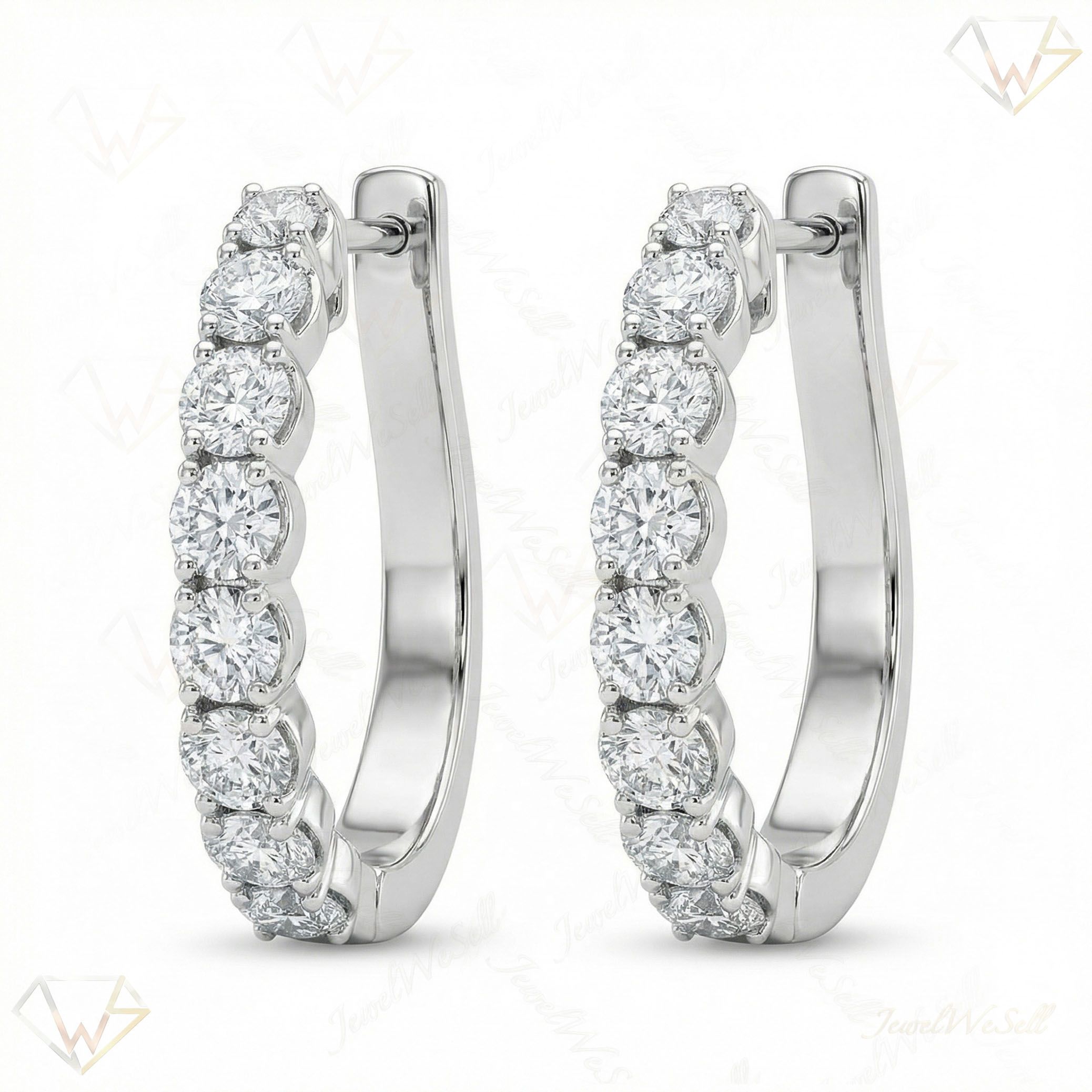 1.15 ct EF VS Lab Grown DIamond Huggies Earrings in 10k White Gold 301090