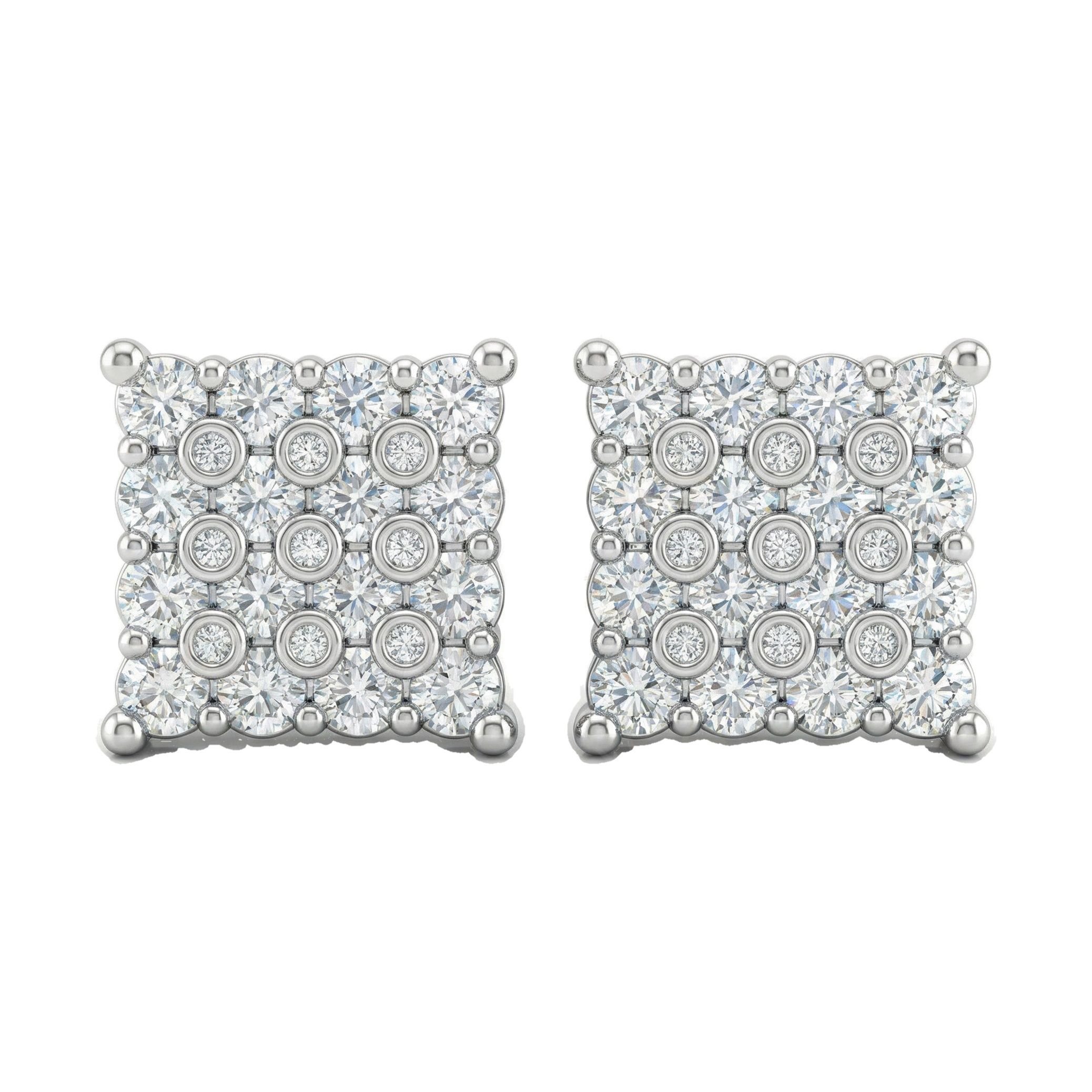 2.05 ct EF VS Lab Grown DIamond Square Earrings in 14k White Gold 301091