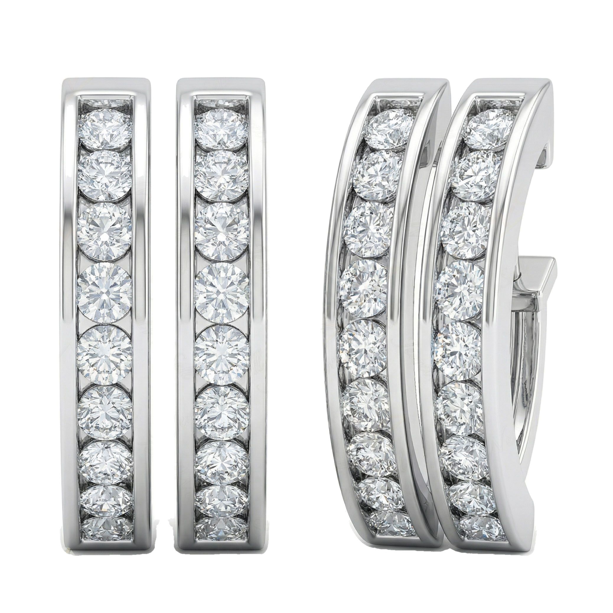 0.85 ct EF VS Lab Grown DIamond Huggies Earrings in 14k White Gold 301095