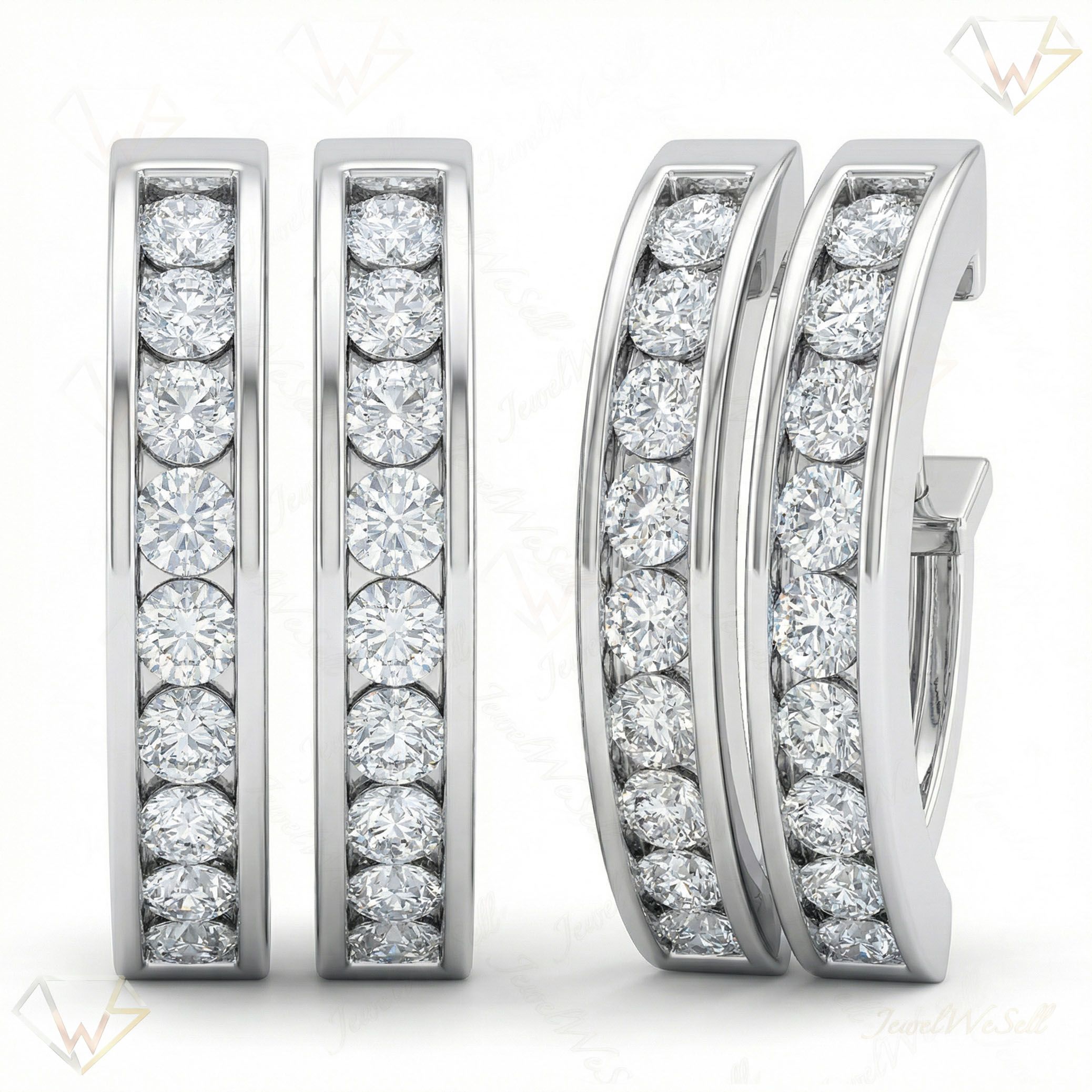 0.85 ct EF VS Moissanite Huggies Earrings in 925 Sterling Silver 301095