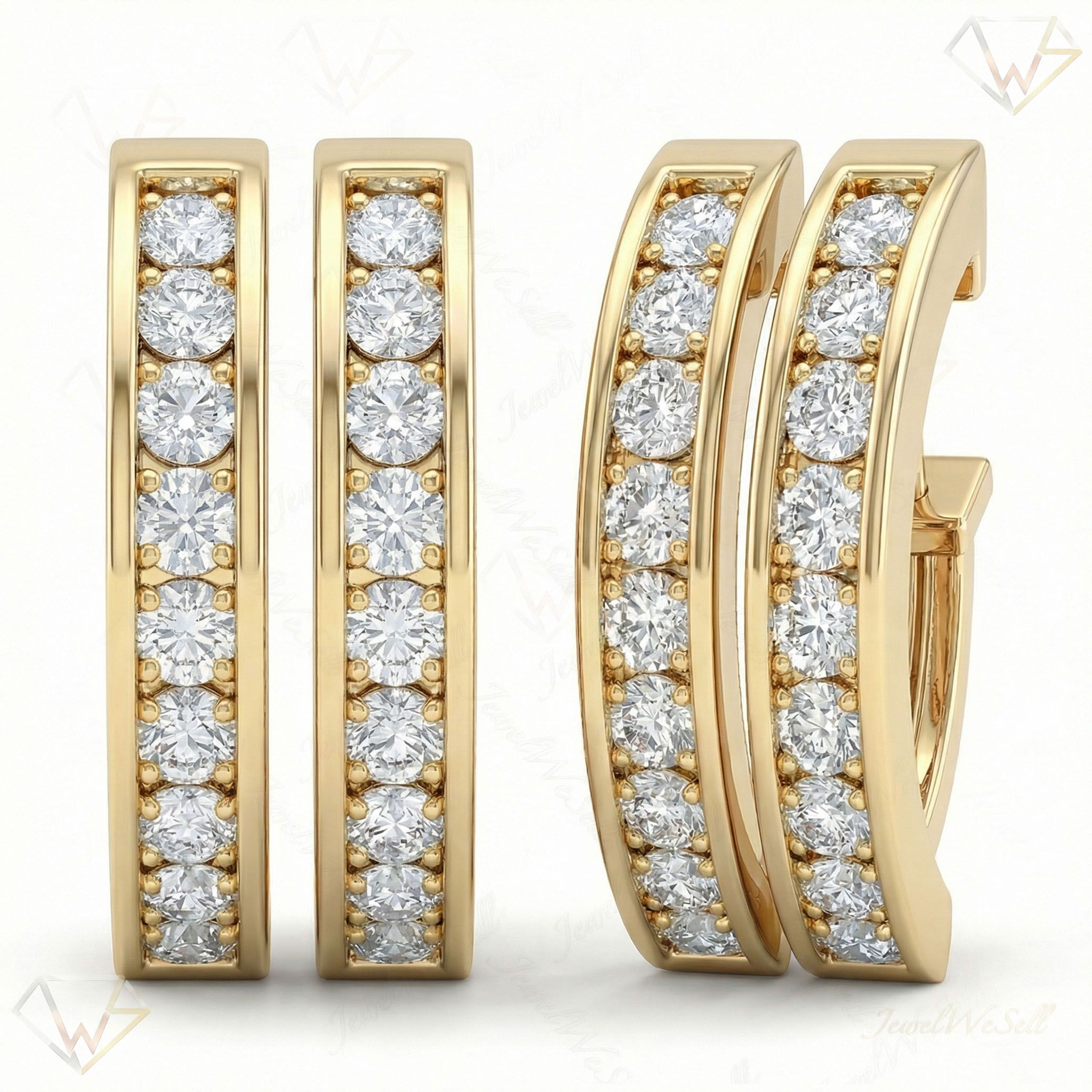 0.85 ct EF VS Lab Grown DIamond Huggies Earrings in 14k Yellow Gold 301095