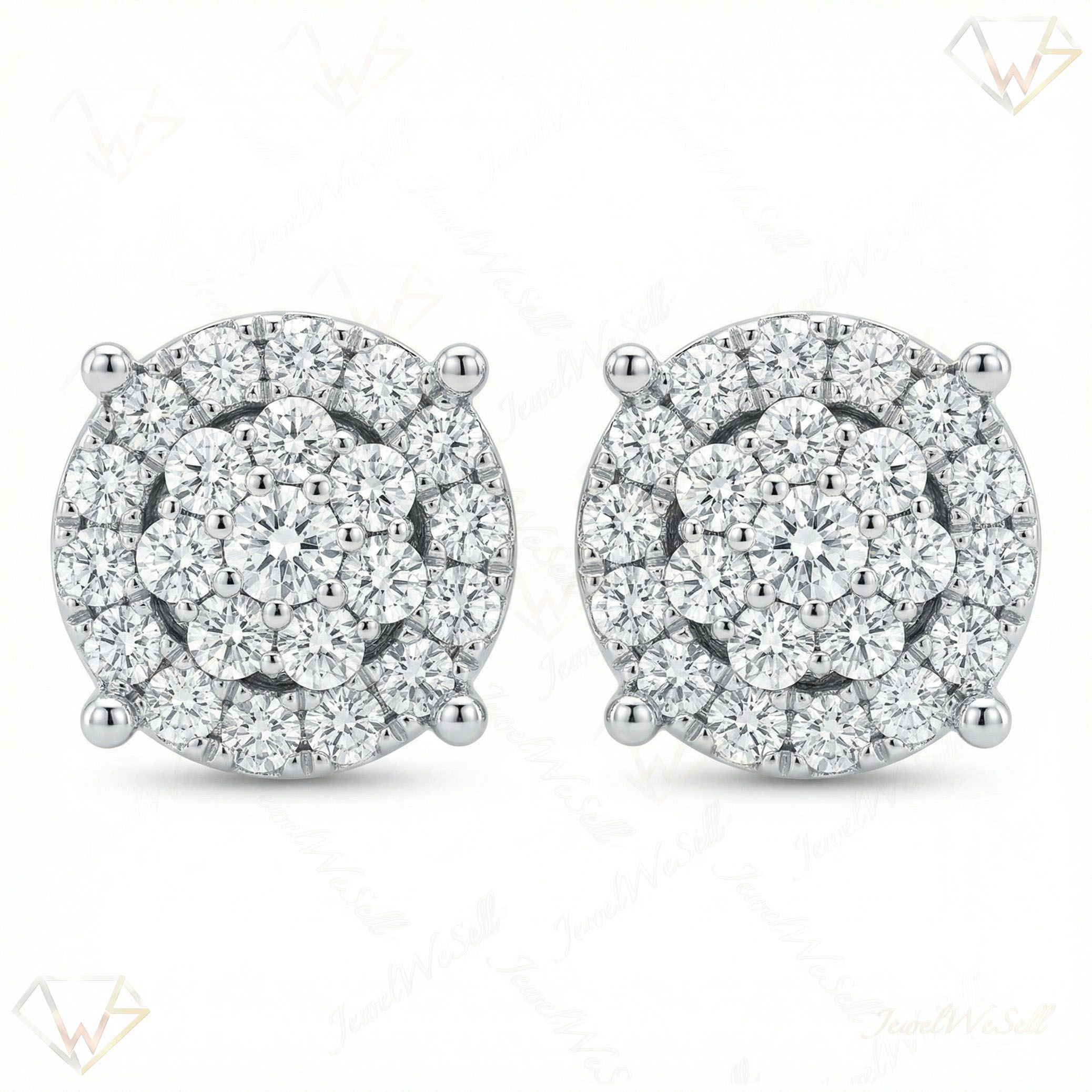 2.15 ct EF VS Lab Grown DIamond Cluster Earrings in 14k White Gold 301107