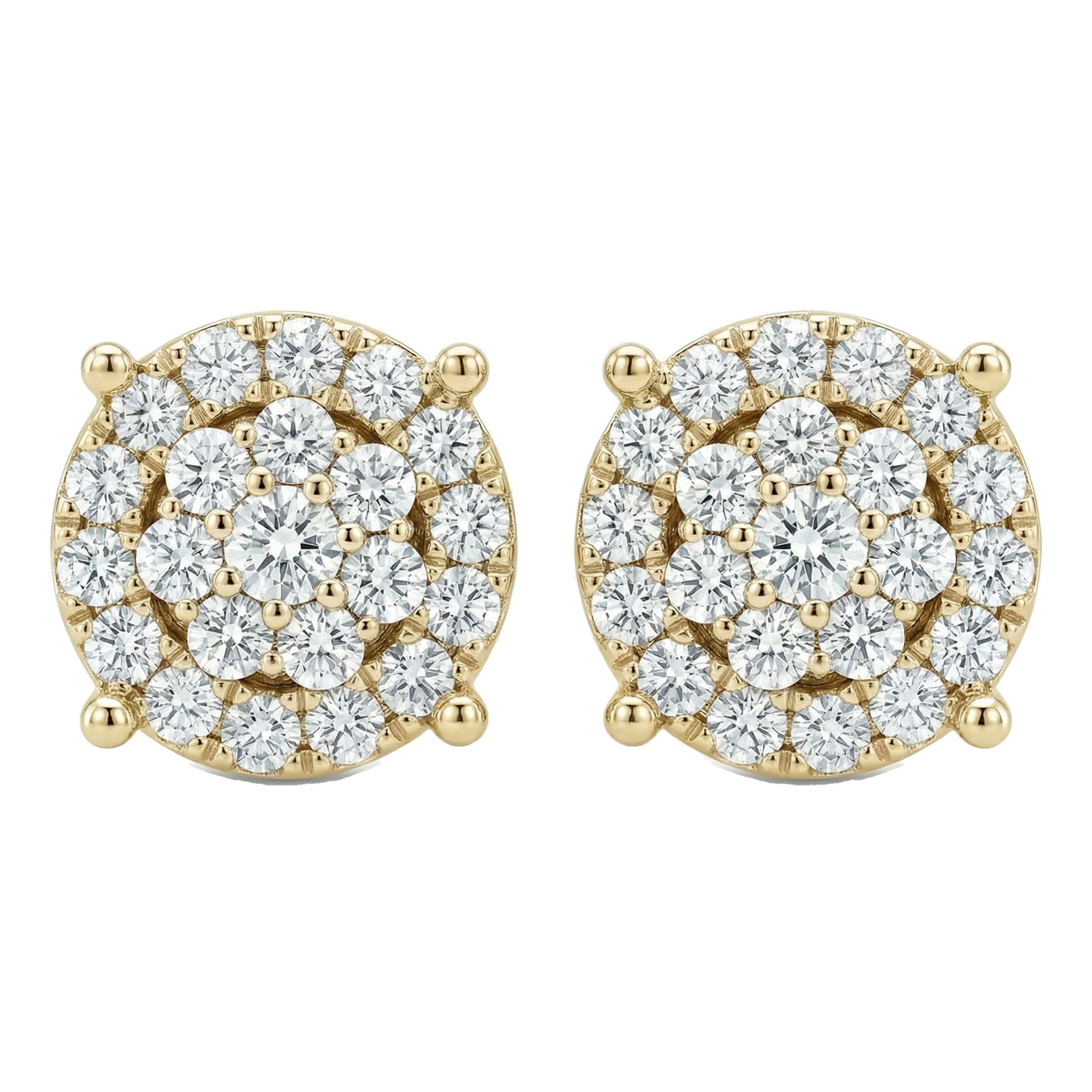 2.15 ct EF VS Lab Grown DIamond Cluster Earrings in 14k Yellow Gold 301107