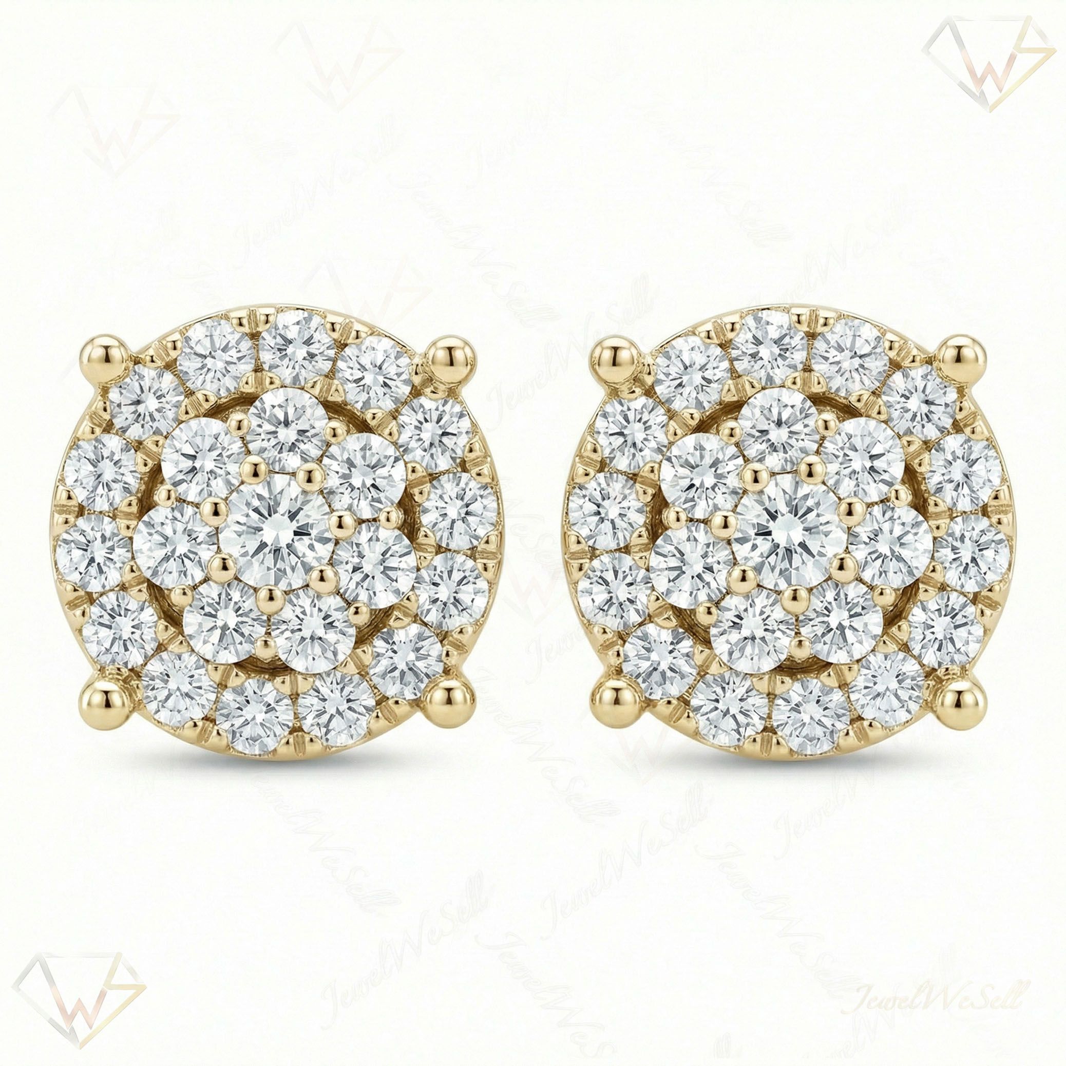 2.15 ct EF VS Lab Grown DIamond Cluster Earrings in 10k Yellow Gold 301107